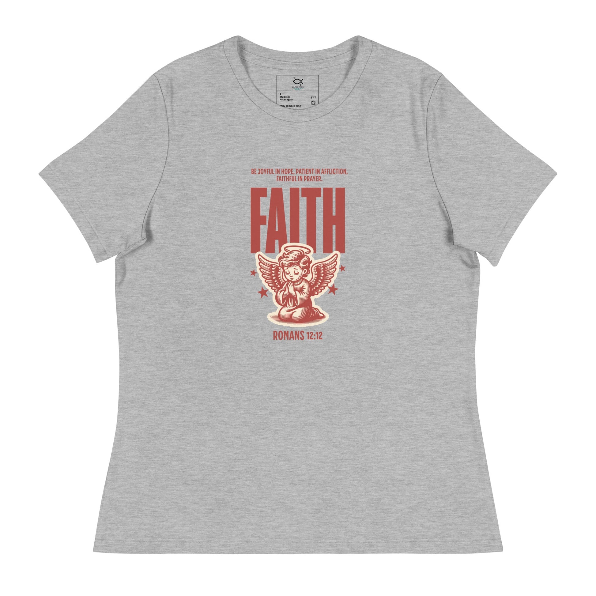 Faith Romans 12:12 Christian T-Shirt – Inspirational Angel Design | – GodSpeed Threads