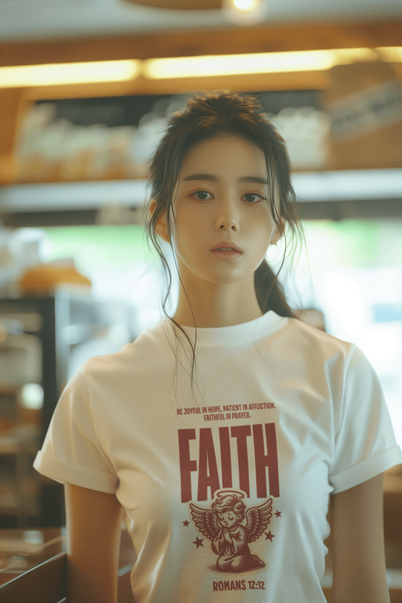 Faith Romans 12:12 Christian T-Shirt – Inspirational Angel Design | – GodSpeed Threads