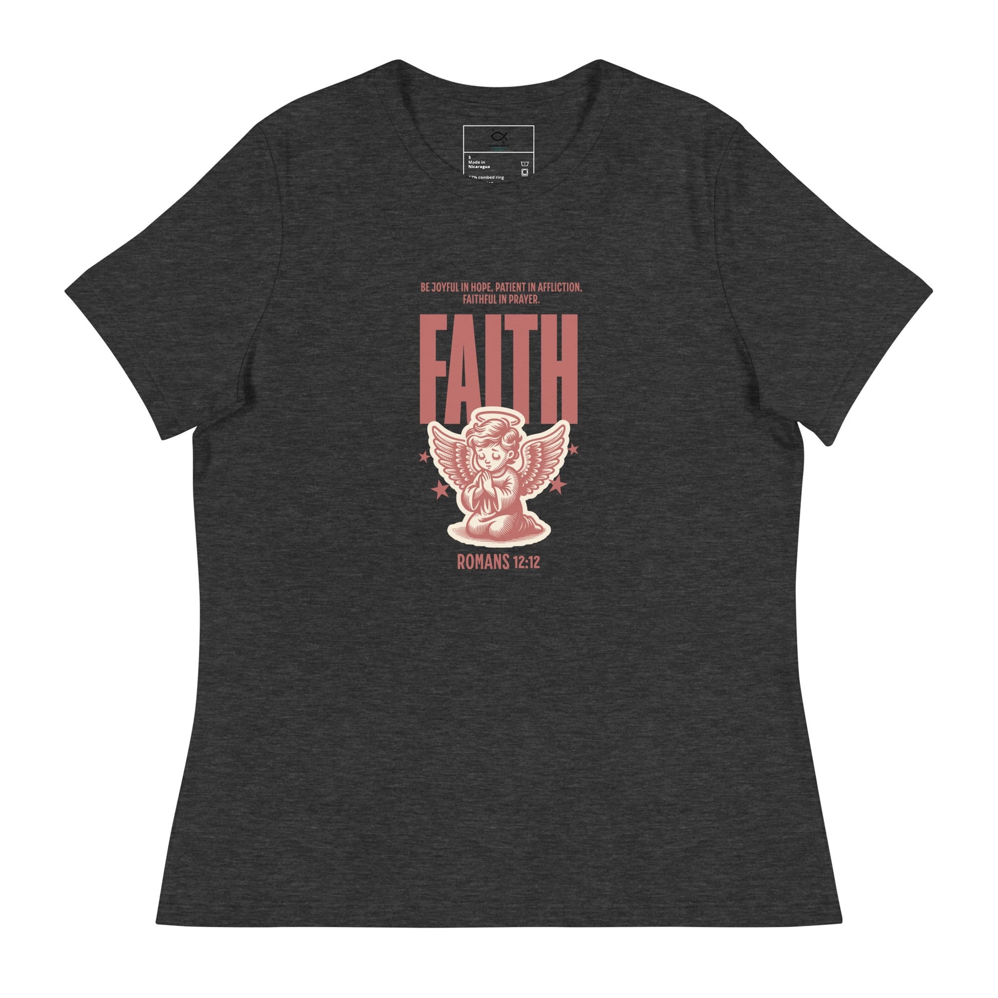 Faith Romans 12:12 Christian T-Shirt – Inspirational Angel Design | – GodSpeed Threads
