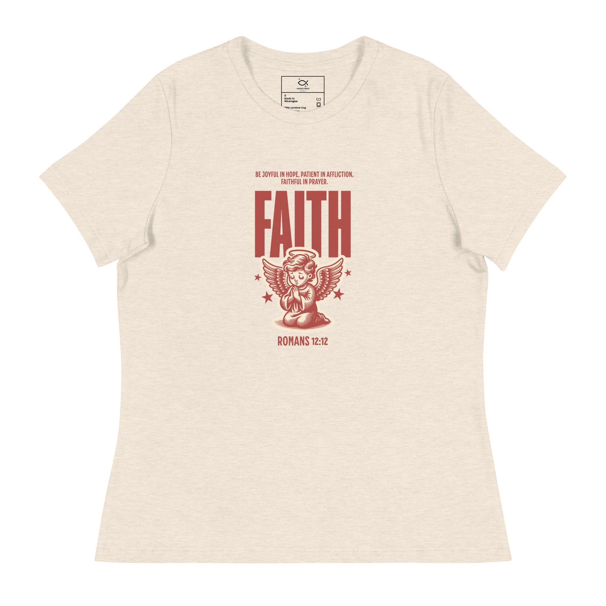 Faith Romans 12:12 Christian T-Shirt – Inspirational Angel Design | – GodSpeed Threads