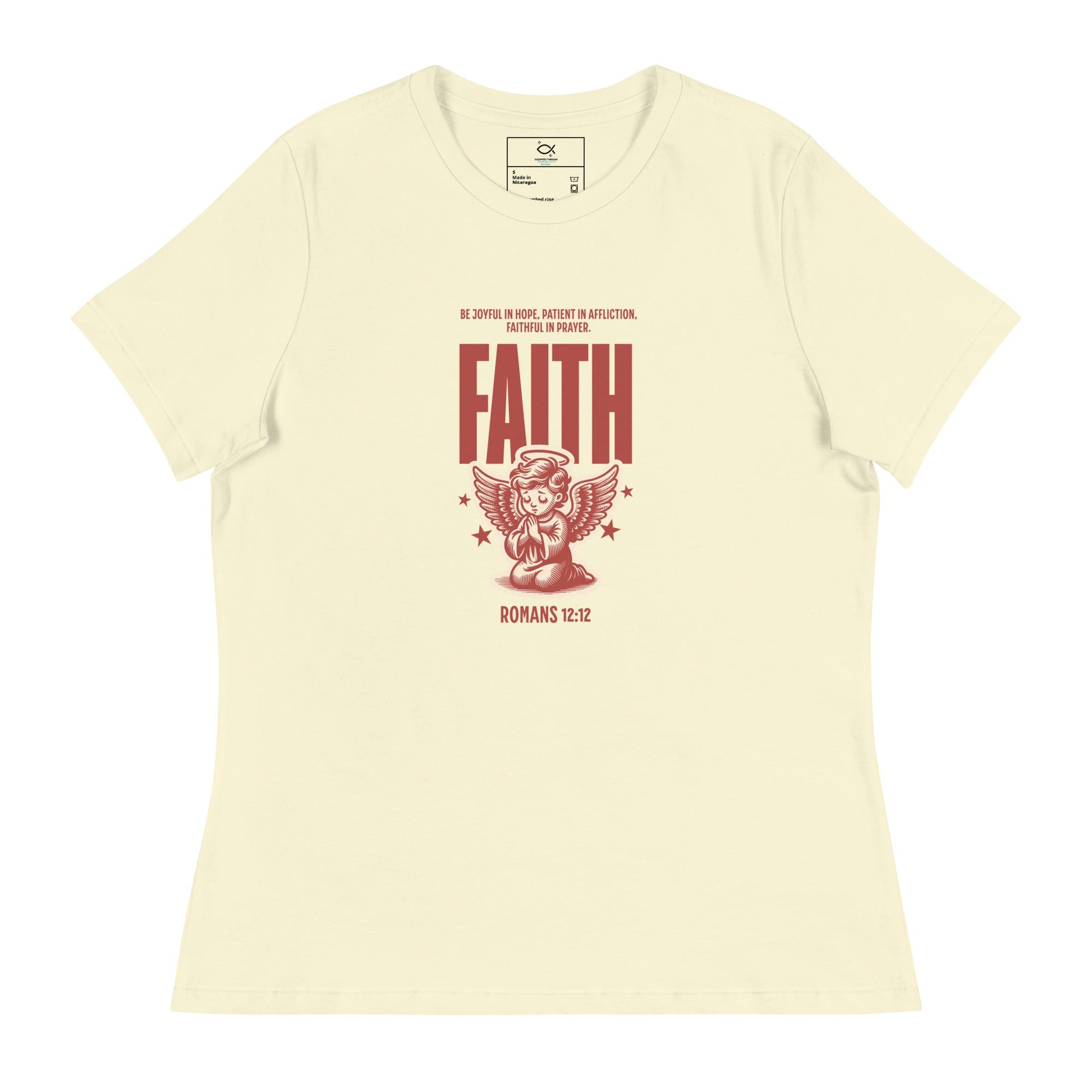Faith Romans 12:12 Christian T-Shirt – Inspirational Angel Design | – GodSpeed Threads