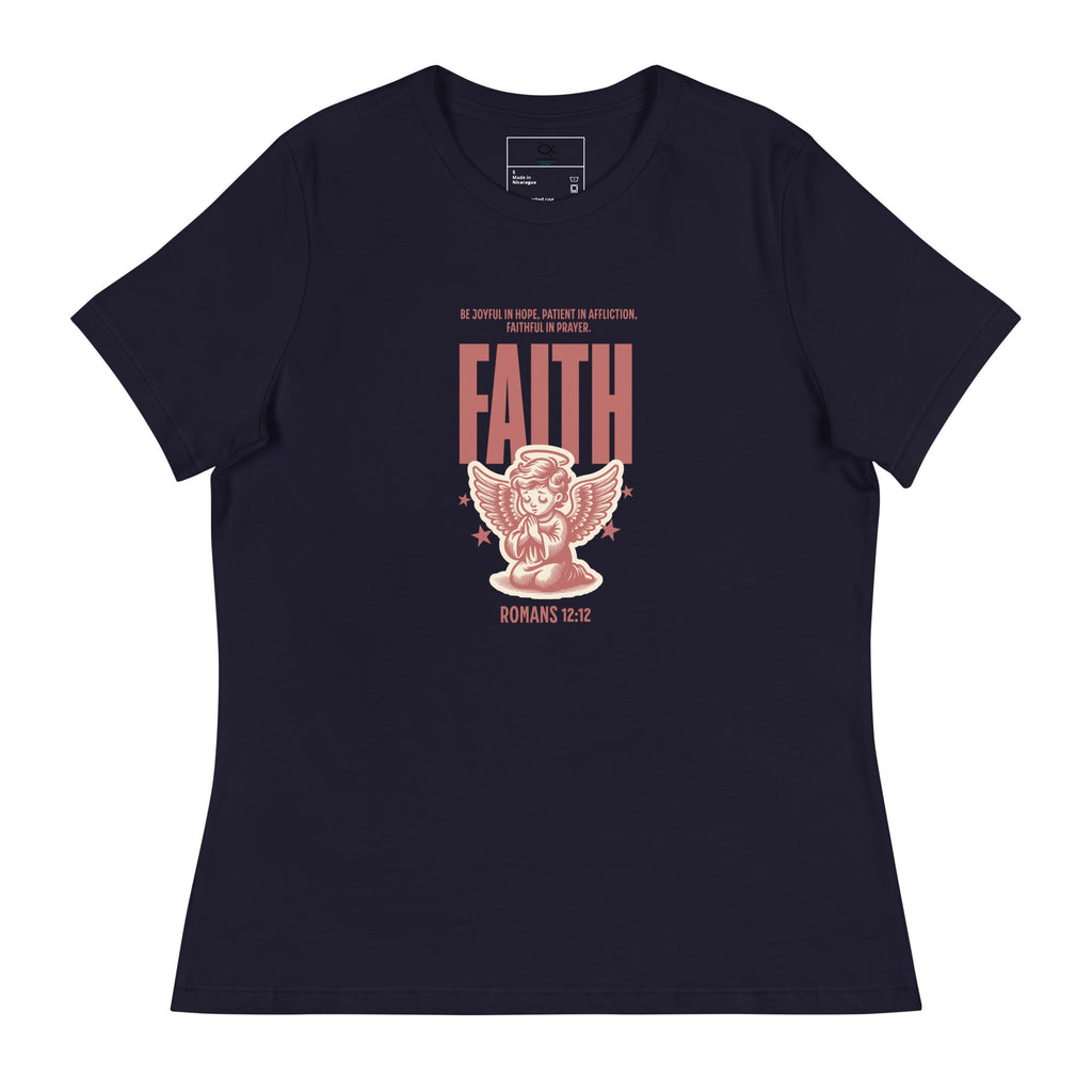 Faith Romans 12:12 Christian T-Shirt – Inspirational Angel Design | – GodSpeed Threads