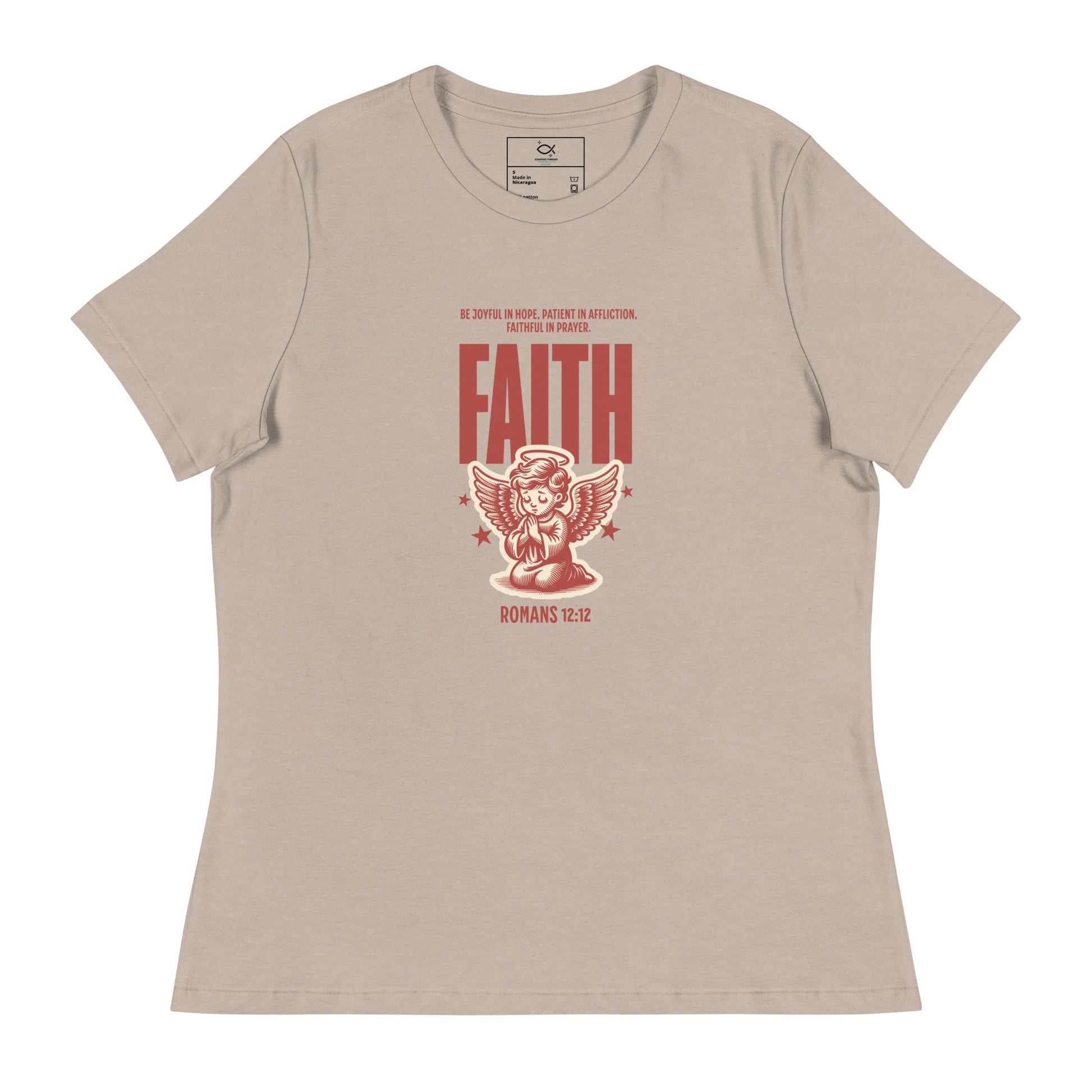 Faith Romans 12:12 Christian T-Shirt – Inspirational Angel Design | – GodSpeed Threads