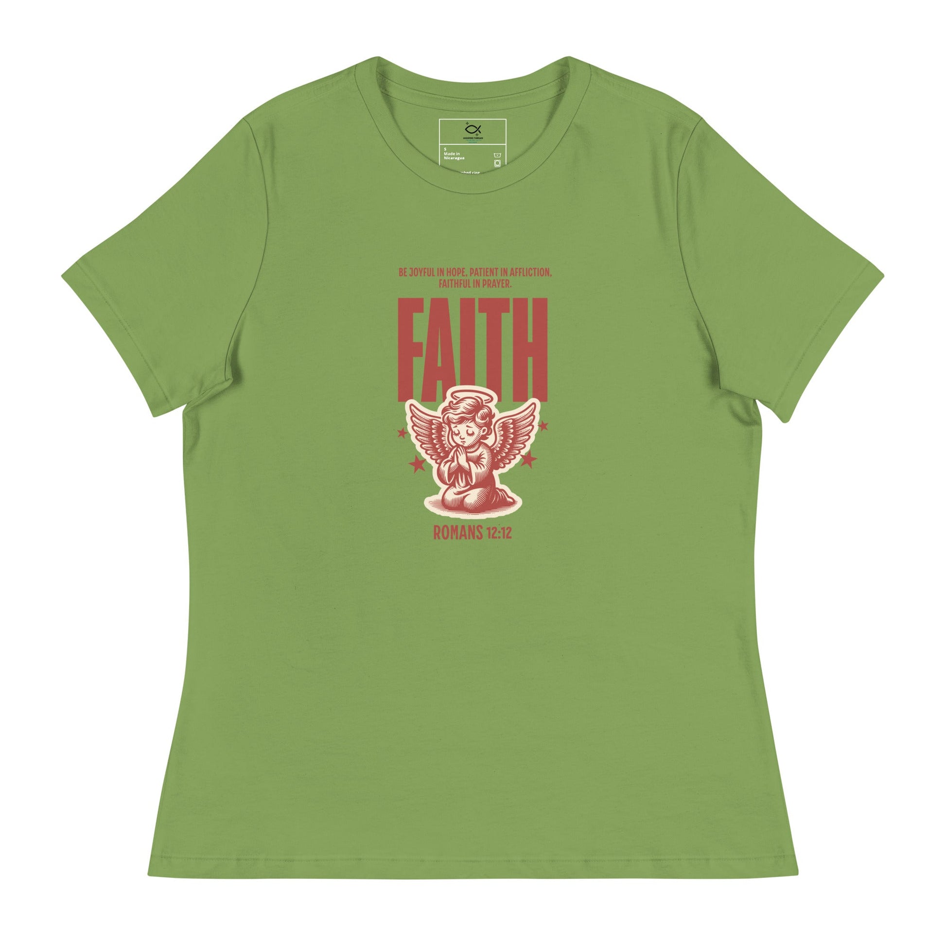Faith Romans 12:12 Christian T-Shirt – Inspirational Angel Design | – GodSpeed Threads