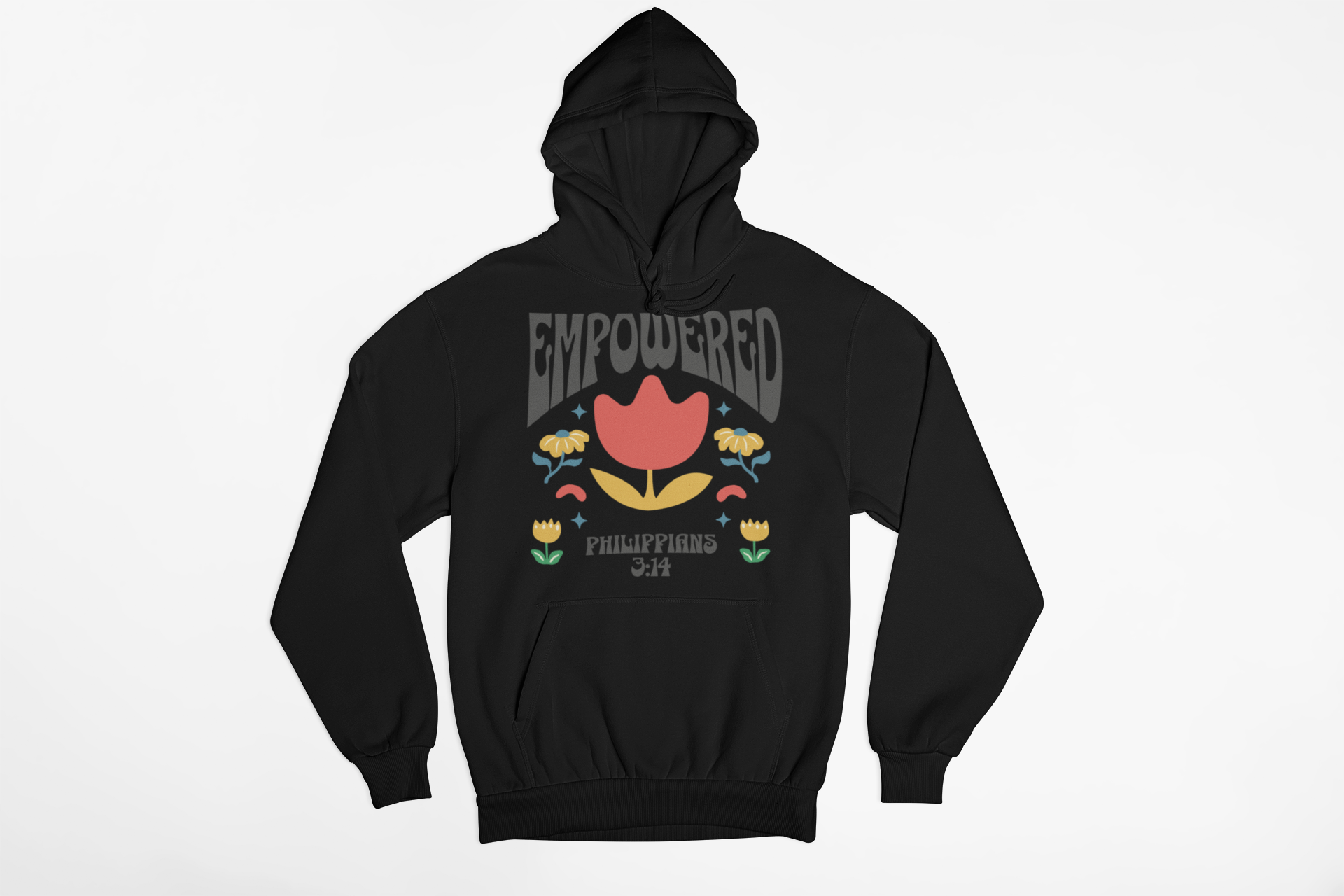 "Empowered Philippians 3:14 hoodie with vibrant floral Christian design."
"Faith-based hoodie with an uplifting Bible verse about perseverance."
"Cozy Christian hoodie featuring motivational scripture from Philippians 3:14."
"Inspirational Christian hoodie for faith-driven individuals."
"Stylish Christian streetwear hoodie with empowering message."