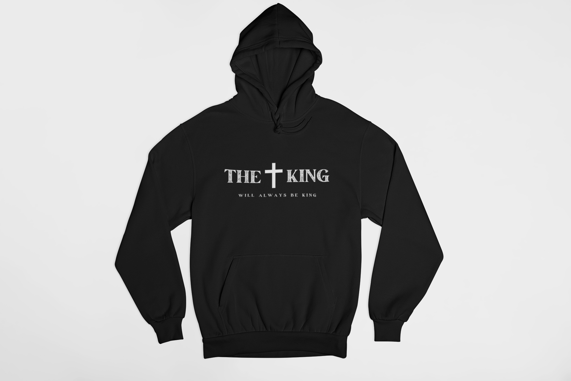 "The King Will Always Be King Christian hoodie with a cross design."
"Minimalist Christian hoodie with a faith-based message."
"Inspirational faith hoodie featuring a cross and bold typography."
"Christian pullover hoodie for church, worship, and everyday wear."
"Religious hoodie for believers and faith-driven individuals."