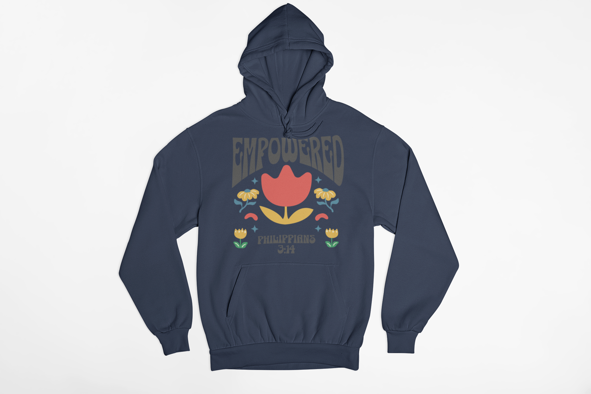 "Empowered Philippians 3:14 hoodie with vibrant floral Christian design."
"Faith-based hoodie with an uplifting Bible verse about perseverance."
"Cozy Christian hoodie featuring motivational scripture from Philippians 3:14."
"Inspirational Christian hoodie for faith-driven individuals."
"Stylish Christian streetwear hoodie with empowering message."