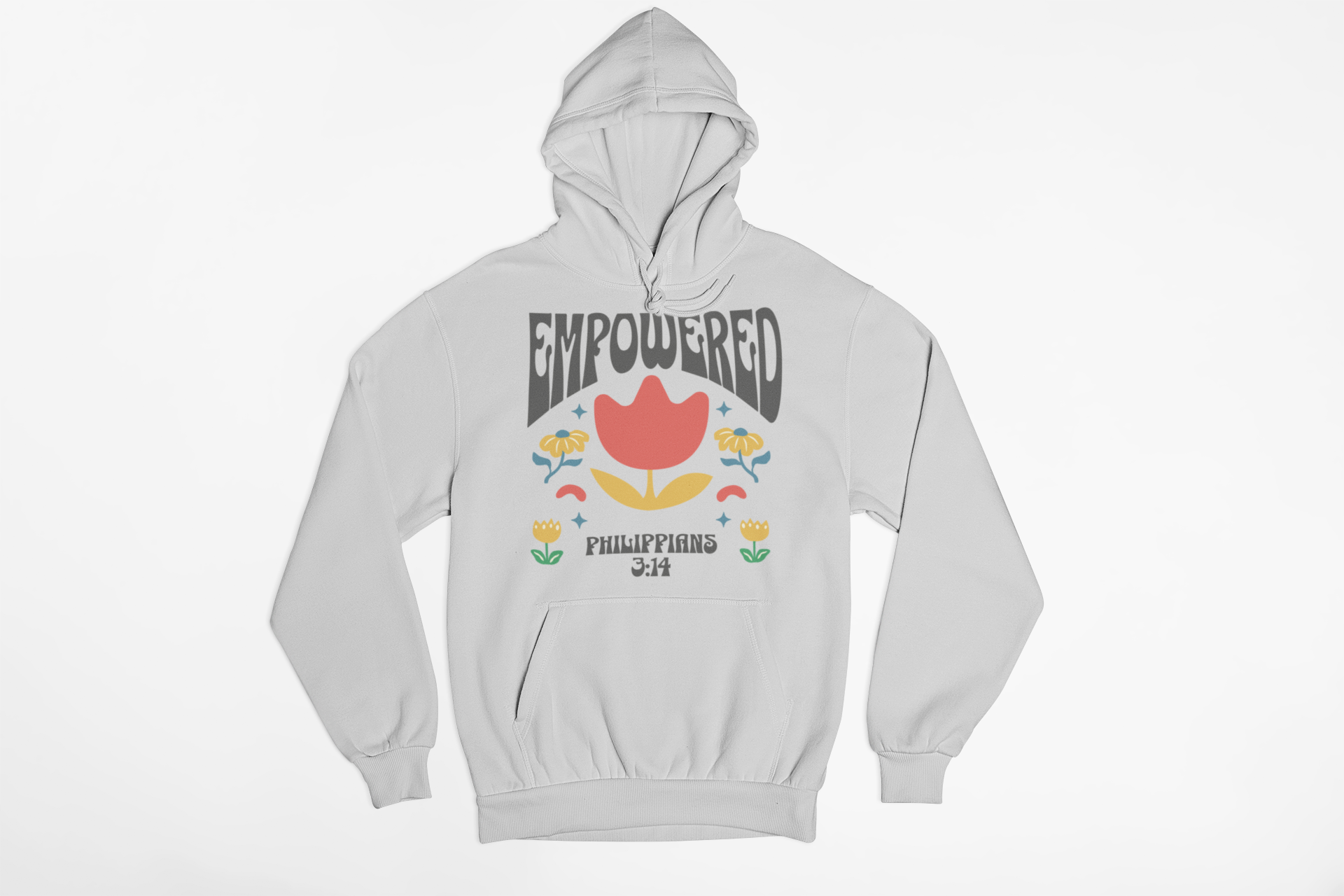 "Empowered Philippians 3:14 hoodie with vibrant floral Christian design."
"Faith-based hoodie with an uplifting Bible verse about perseverance."
"Cozy Christian hoodie featuring motivational scripture from Philippians 3:14."
"Inspirational Christian hoodie for faith-driven individuals."
"Stylish Christian streetwear hoodie with empowering message."