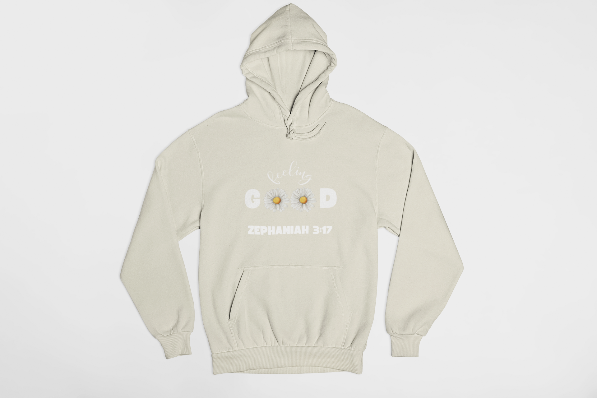"Feeling Good Zephaniah 3:17 Christian hoodie with floral daisy accents."
"Faith-based hoodie with an uplifting message and scripture verse."
"Minimalist Christian hoodie featuring Zephaniah 3:17 and daisy designs."
"Comfortable religious hoodie perfect for worship and everyday wear."
"Inspirational Christian hoodie with a joyful message about God’s love."