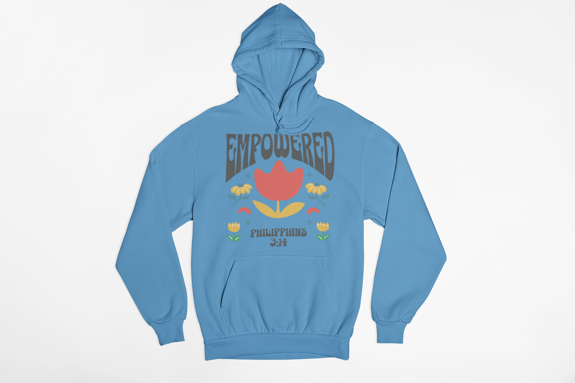 "Empowered Philippians 3:14 hoodie with vibrant floral Christian design."
"Faith-based hoodie with an uplifting Bible verse about perseverance."
"Cozy Christian hoodie featuring motivational scripture from Philippians 3:14."
"Inspirational Christian hoodie for faith-driven individuals."
"Stylish Christian streetwear hoodie with empowering message."