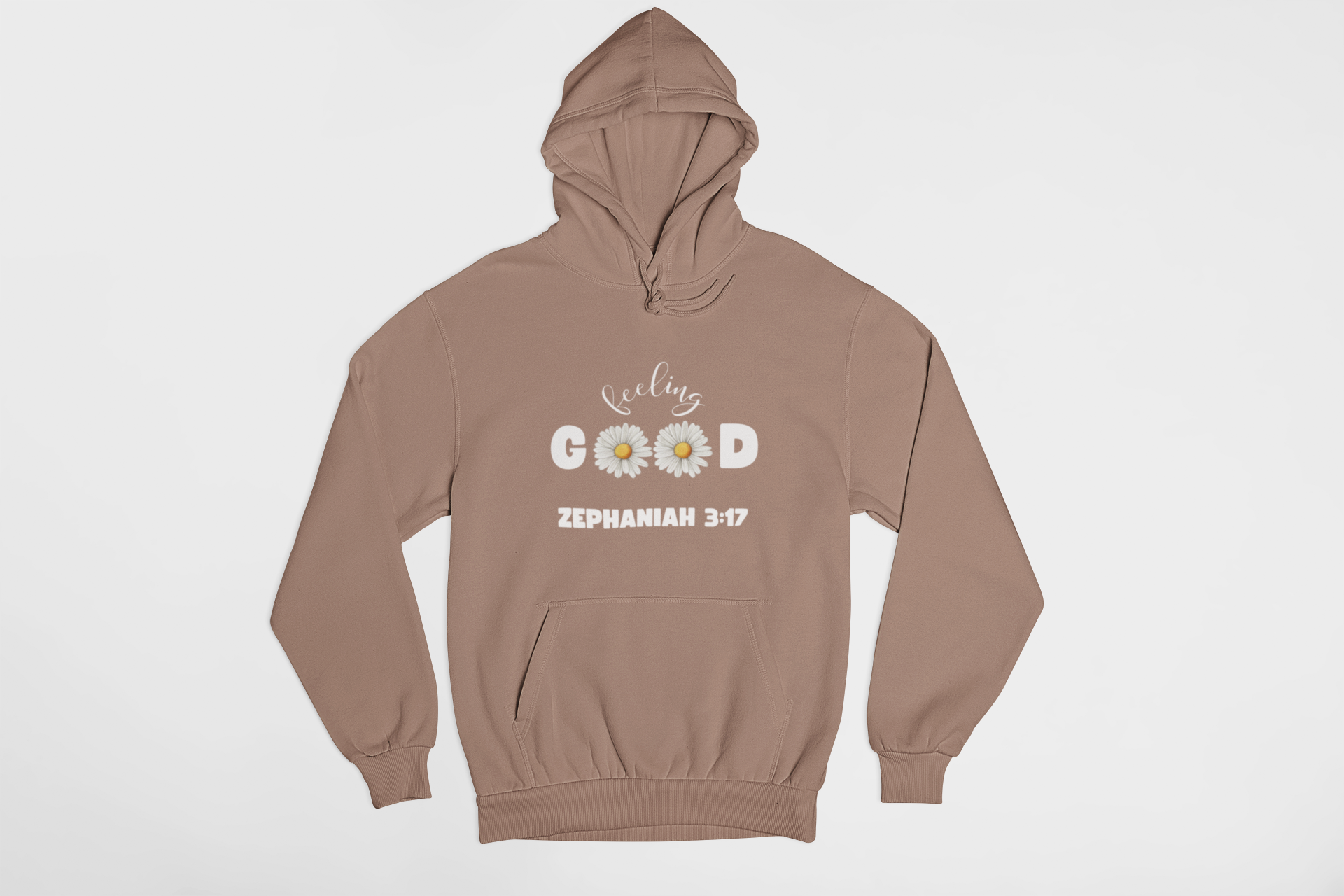 "Feeling Good Zephaniah 3:17 Christian hoodie with floral daisy accents."
"Faith-based hoodie with an uplifting message and scripture verse."
"Minimalist Christian hoodie featuring Zephaniah 3:17 and daisy designs."
"Comfortable religious hoodie perfect for worship and everyday wear."
"Inspirational Christian hoodie with a joyful message about God’s love."