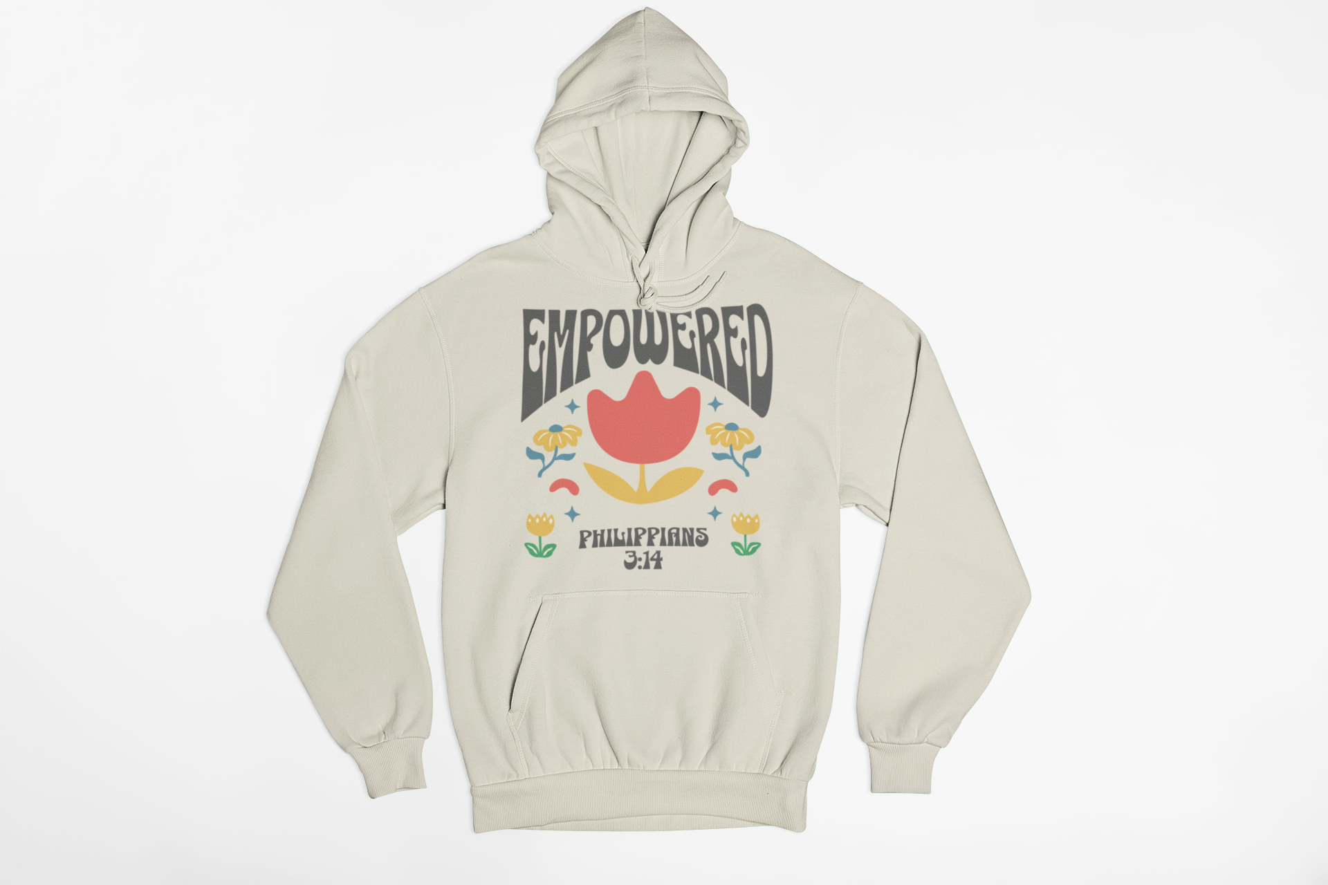 "Empowered Philippians 3:14 hoodie with vibrant floral Christian design."
"Faith-based hoodie with an uplifting Bible verse about perseverance."
"Cozy Christian hoodie featuring motivational scripture from Philippians 3:14."
"Inspirational Christian hoodie for faith-driven individuals."
"Stylish Christian streetwear hoodie with empowering message."