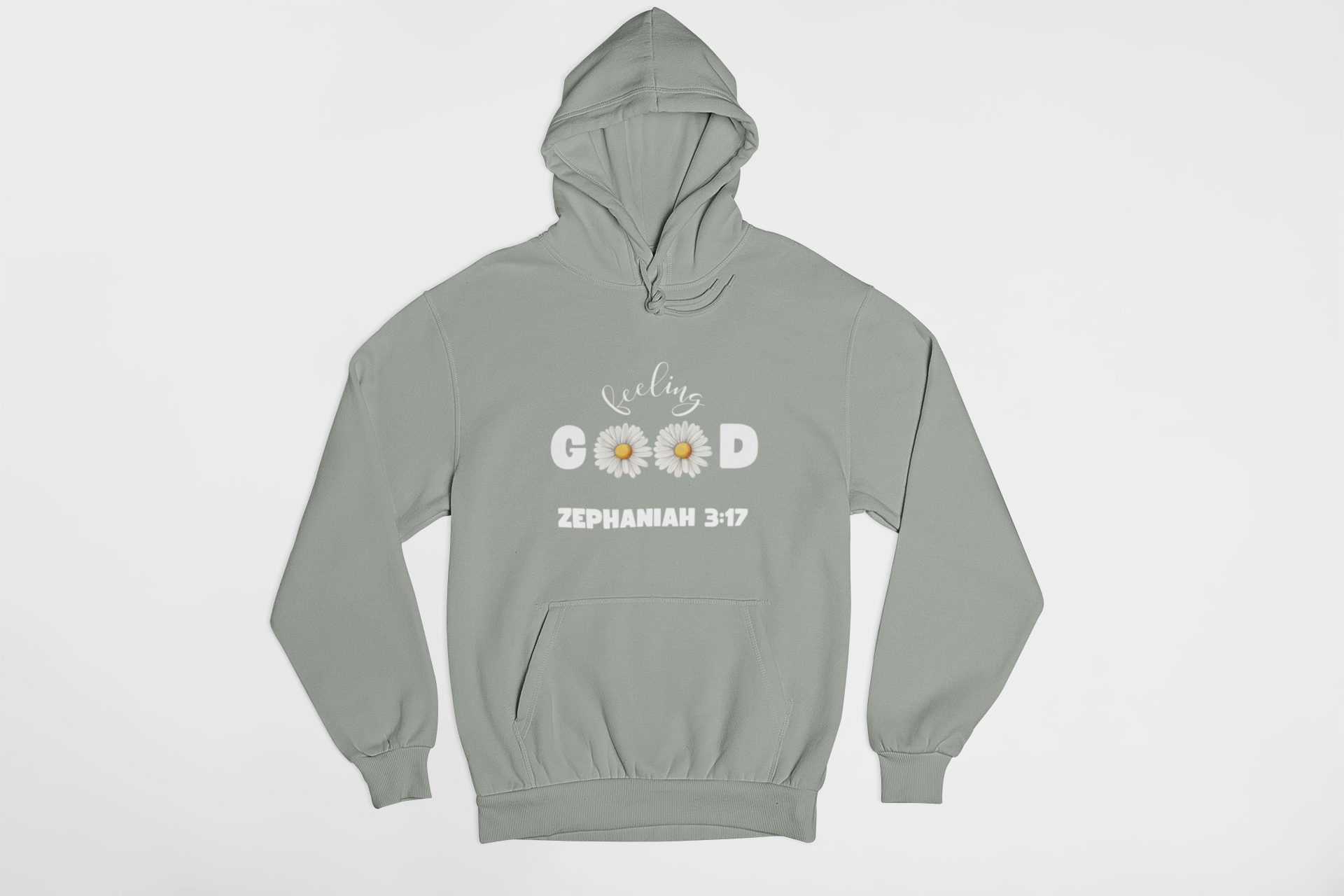 "Feeling Good Zephaniah 3:17 Christian hoodie with floral daisy accents."
"Faith-based hoodie with an uplifting message and scripture verse."
"Minimalist Christian hoodie featuring Zephaniah 3:17 and daisy designs."
"Comfortable religious hoodie perfect for worship and everyday wear."
"Inspirational Christian hoodie with a joyful message about God’s love."