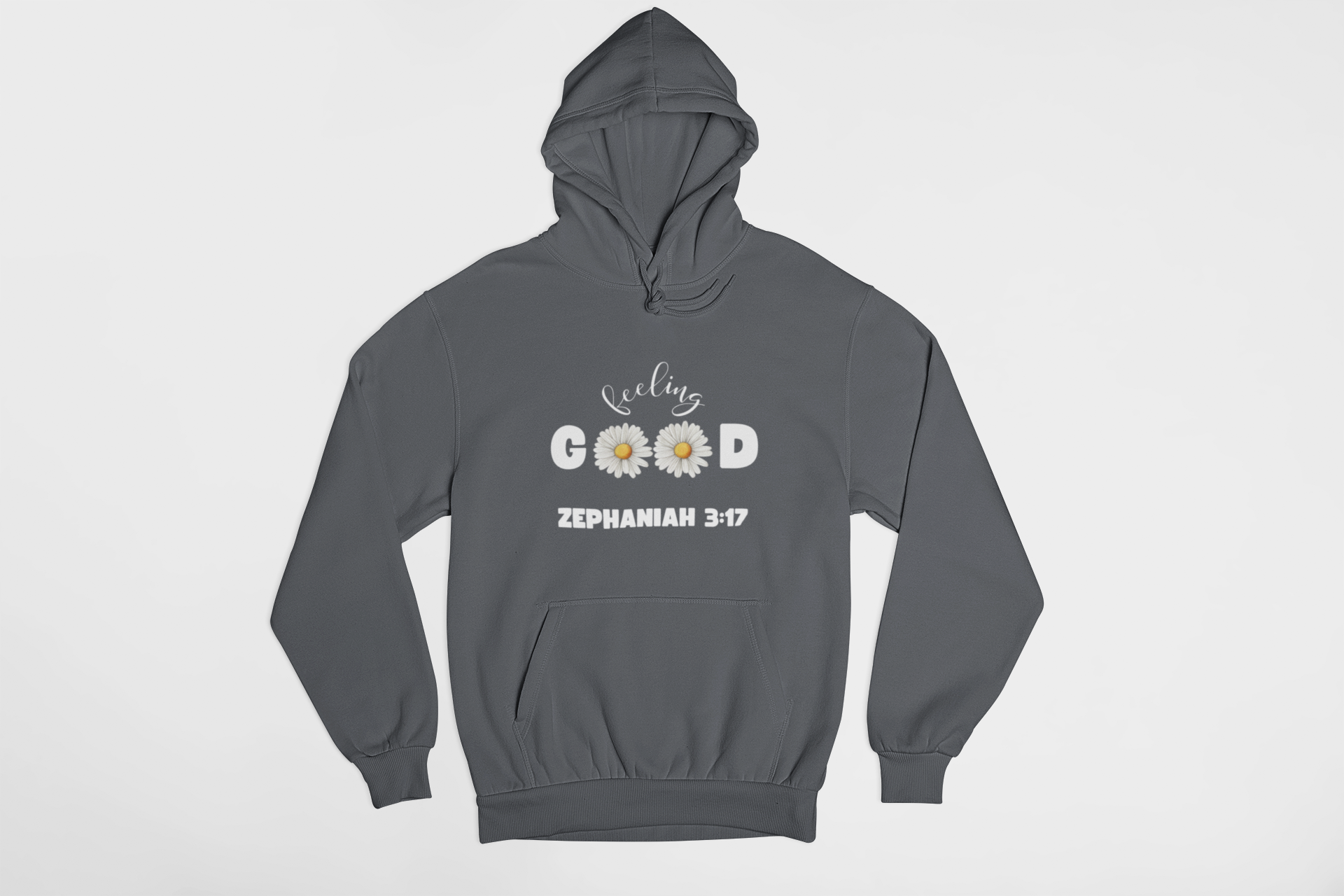 "Feeling Good Zephaniah 3:17 Christian hoodie with floral daisy accents."
"Faith-based hoodie with an uplifting message and scripture verse."
"Minimalist Christian hoodie featuring Zephaniah 3:17 and daisy designs."
"Comfortable religious hoodie perfect for worship and everyday wear."
"Inspirational Christian hoodie with a joyful message about God’s love."