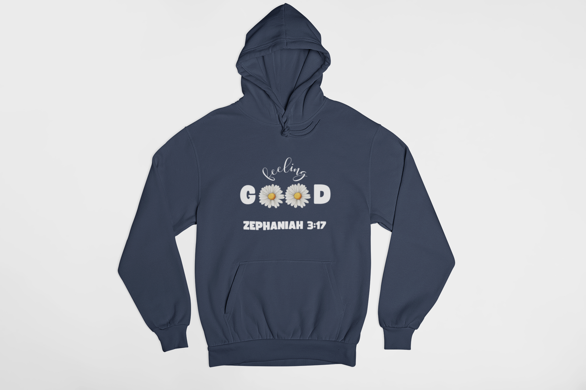 "Feeling Good Zephaniah 3:17 Christian hoodie with floral daisy accents."
"Faith-based hoodie with an uplifting message and scripture verse."
"Minimalist Christian hoodie featuring Zephaniah 3:17 and daisy designs."
"Comfortable religious hoodie perfect for worship and everyday wear."
"Inspirational Christian hoodie with a joyful message about God’s love."