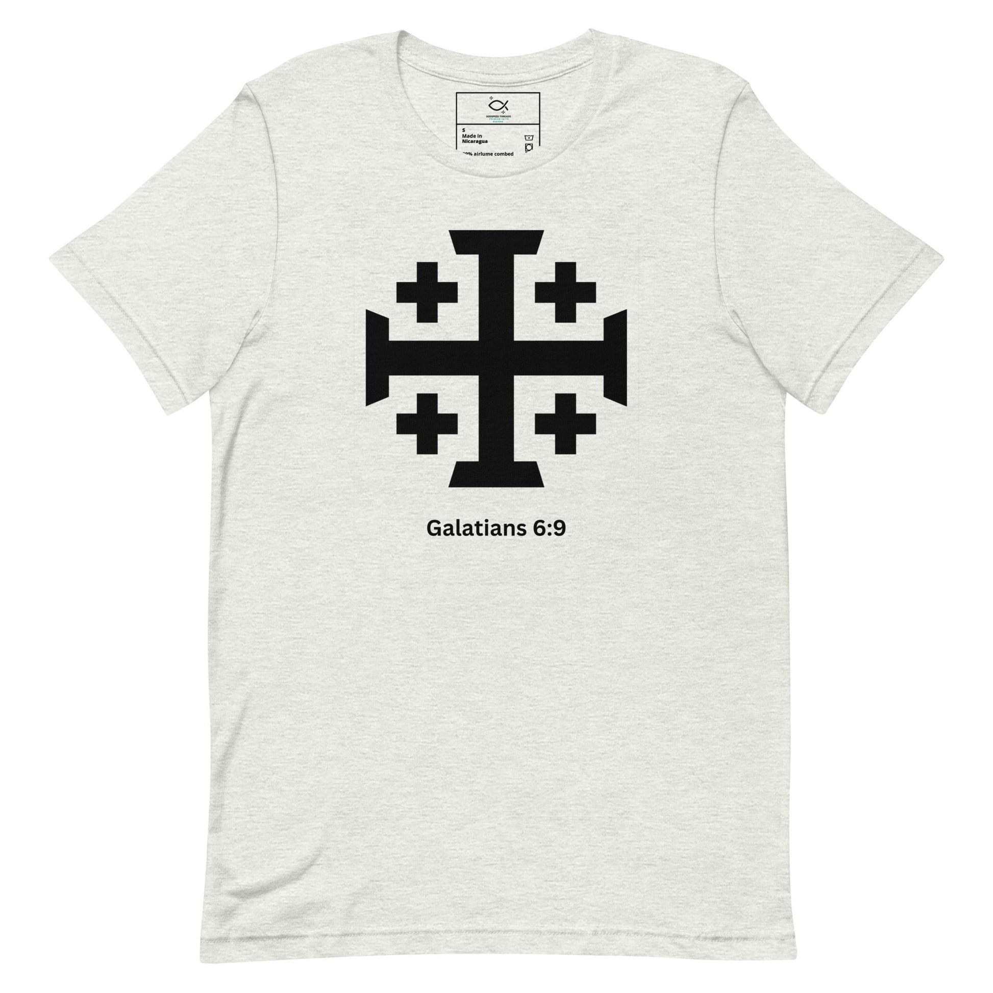 Galatians 6:9 Jerusalem Cross Shirt – Christian Perseverance Tee | t-shirts – GodSpeed Threads