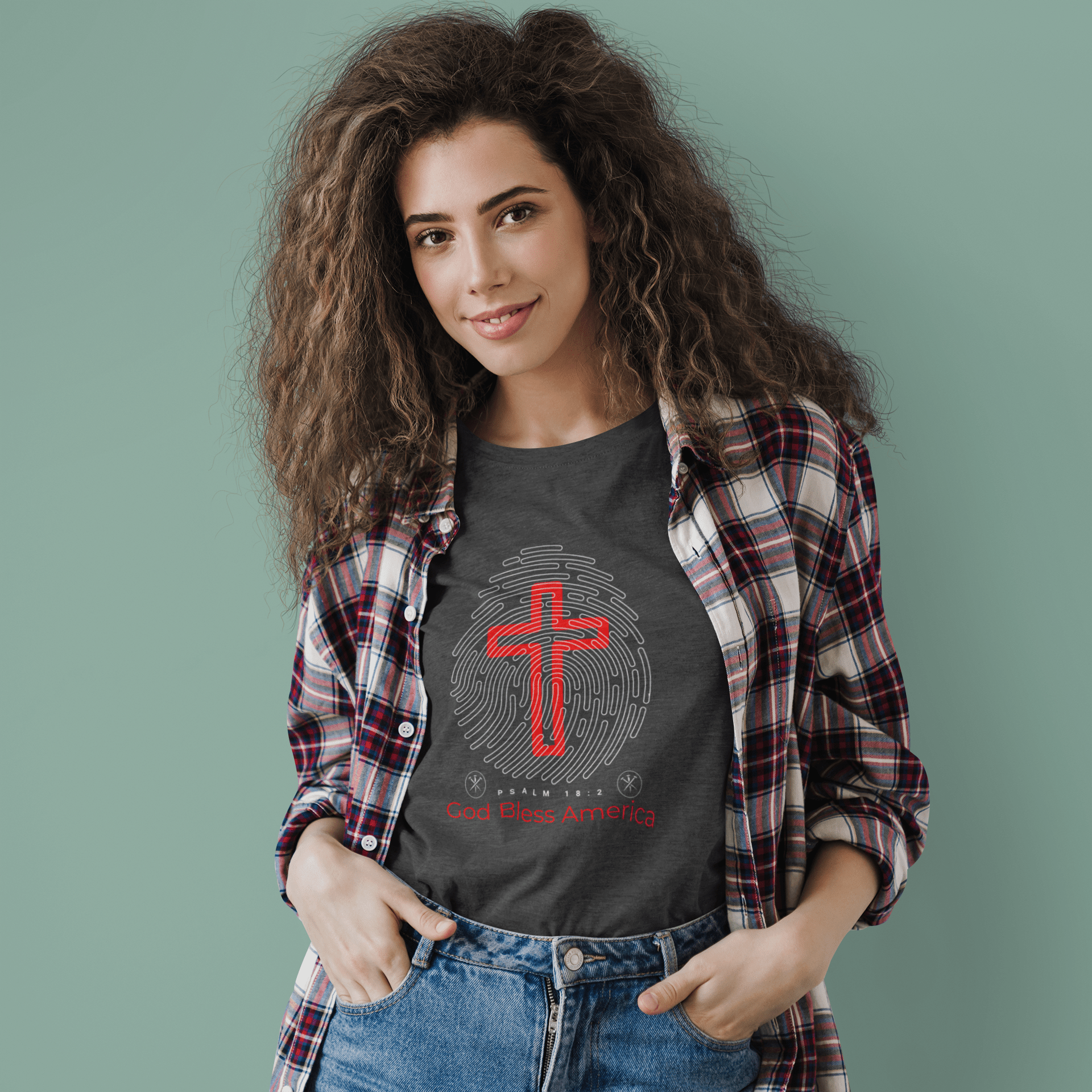 God Bless America T-Shirt – Psalm 18:2 Cross & Fingerprint Faith Tee (Unisex Fit) | – GodSpeed Threads
