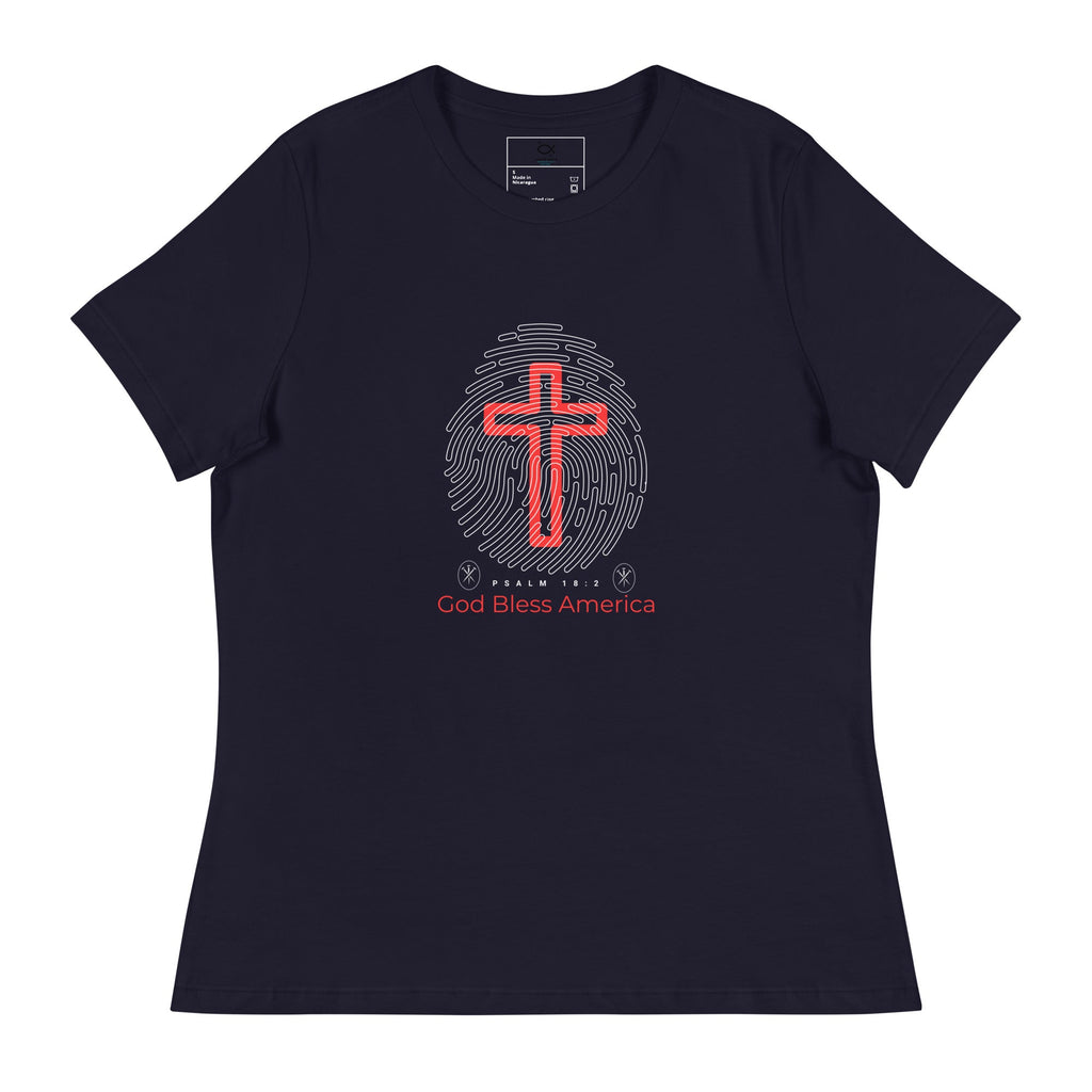 God Bless America T-Shirt – Psalm 18:2 Cross & Fingerprint Faith Tee (Unisex Fit) | – GodSpeed Threads