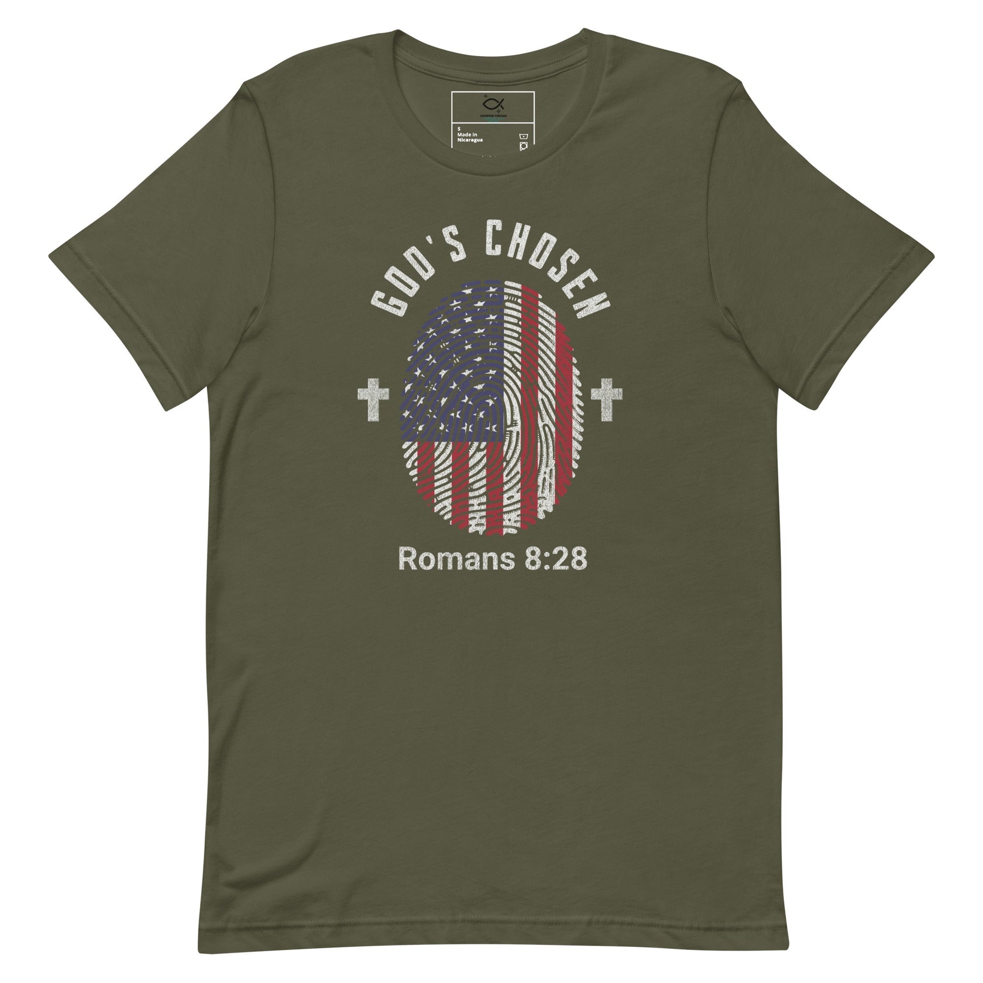 God’s Chosen T-Shirt – Romans 8:28 Patriotic Christian Apparel | T-Shirt – GodSpeed Threads