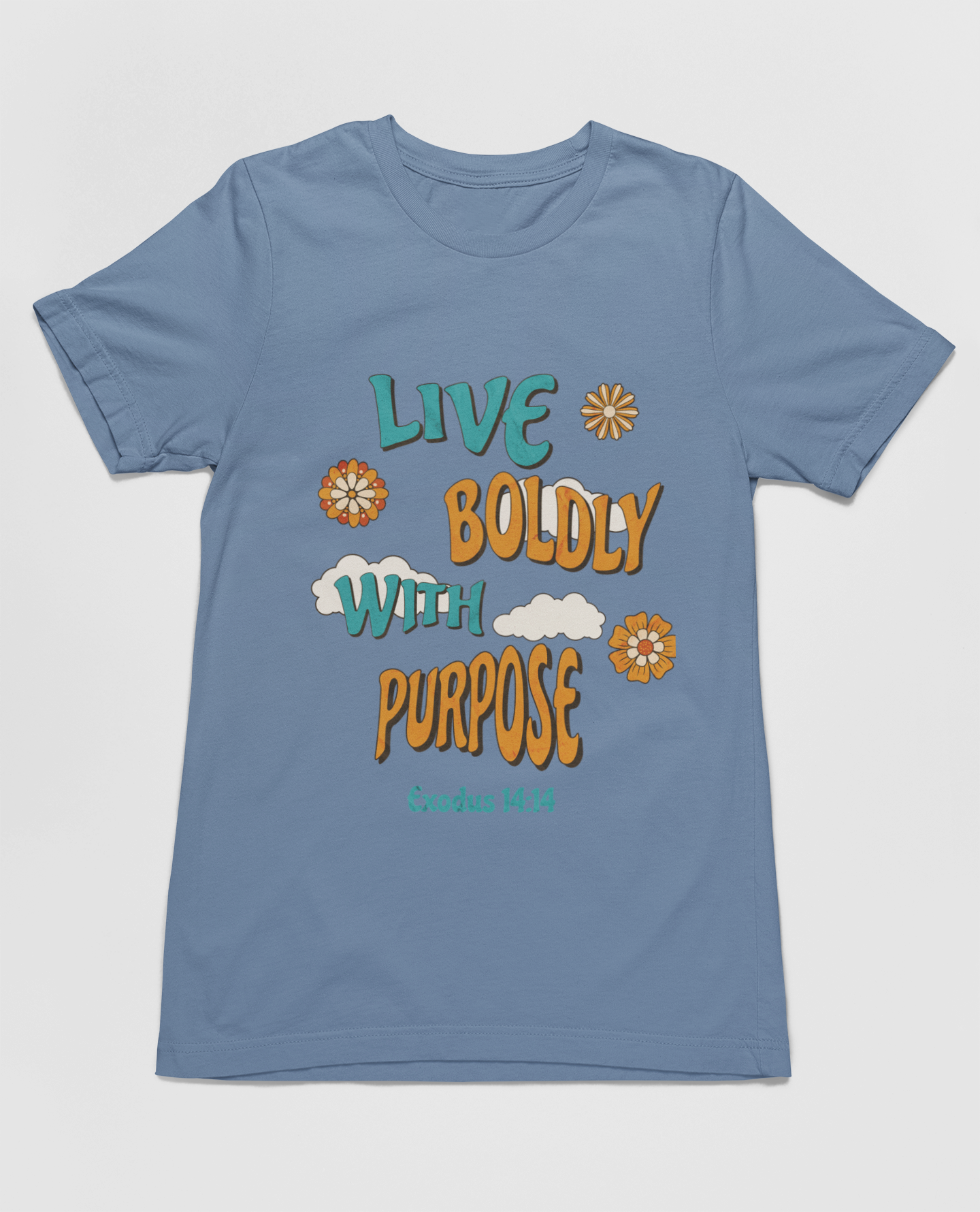 Christian Inspirational "Live Boldly With Purpose" T-Shirt - Exodus 14:14