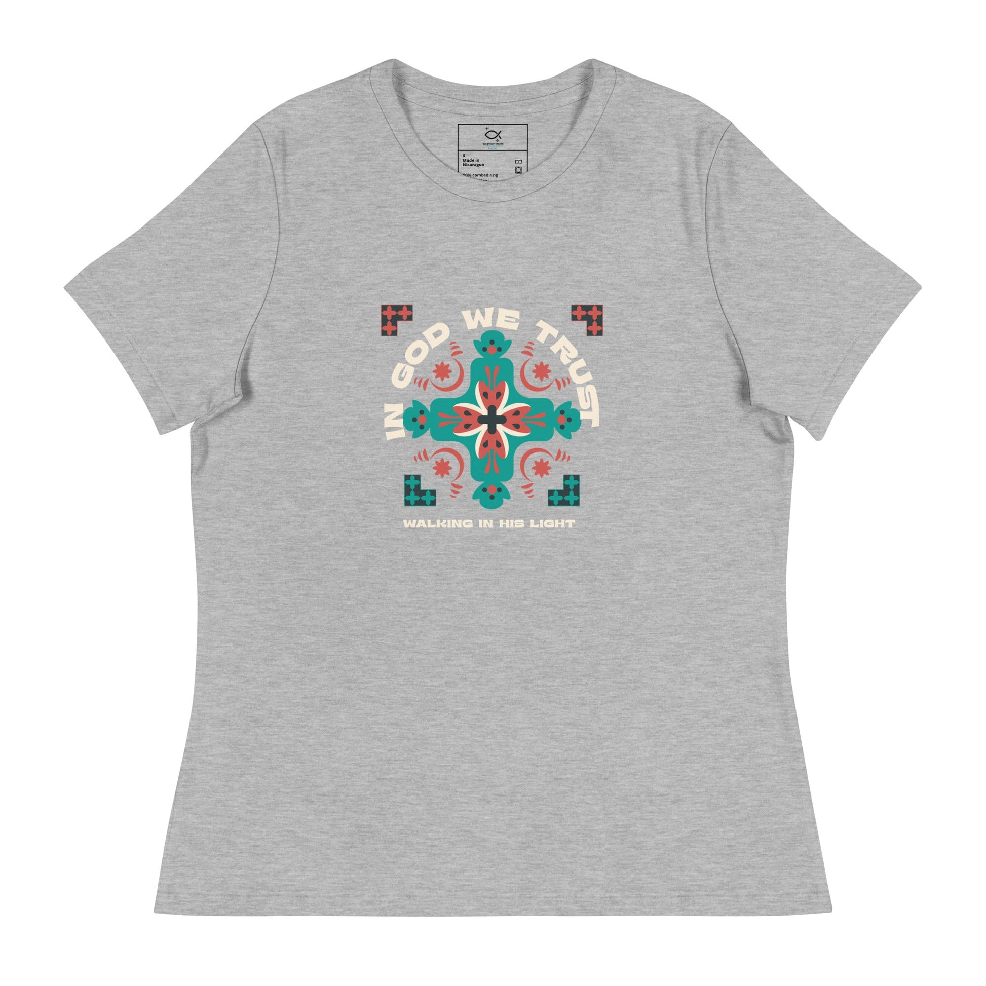 In God We Trust T-Shirt – Walking in His Light Cross Design (Unisex Fit) | – GodSpeed Threads