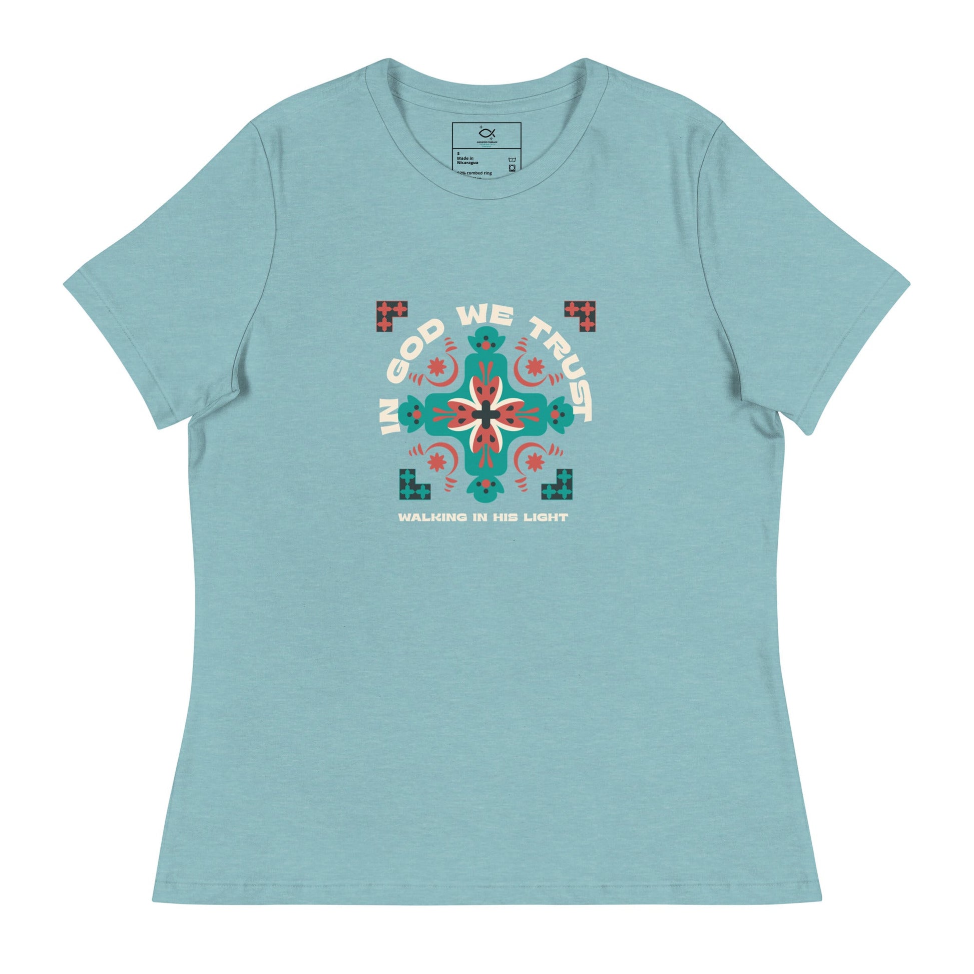 In God We Trust T-Shirt – Walking in His Light Cross Design (Unisex Fit) | – GodSpeed Threads