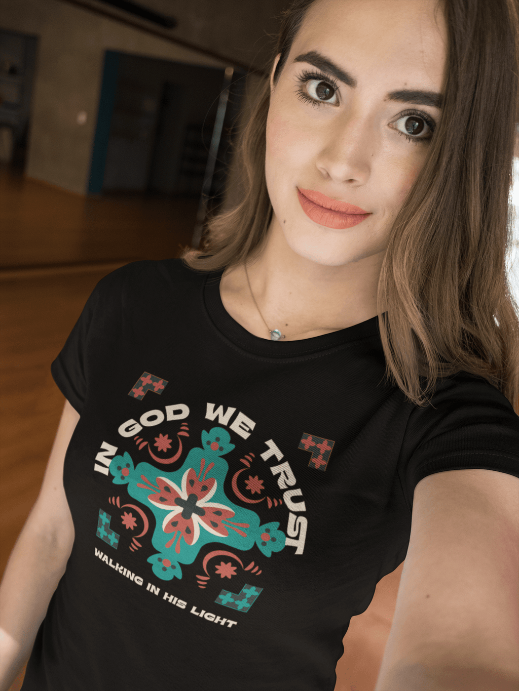 In God We Trust – Women's Relaxed T-Shirt, Walking in His Light, Faith - Inspired Cross Design | Women's T-Shirts – GodSpeed Threads