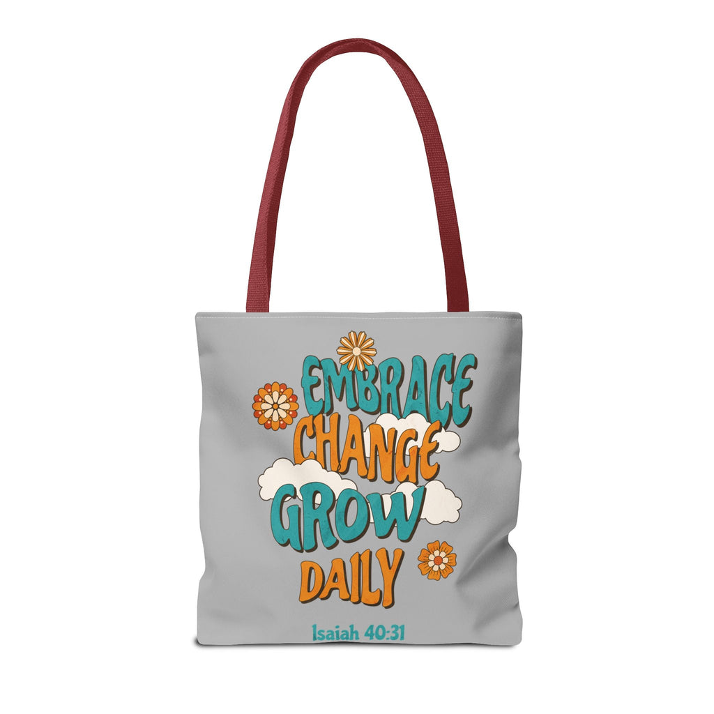 Inspirational Tote Bag, Motivational Bag, Embrace Change Gift, Daily Growth Tote, Christian Quotes Accessory | Bags – GodSpeed Threads