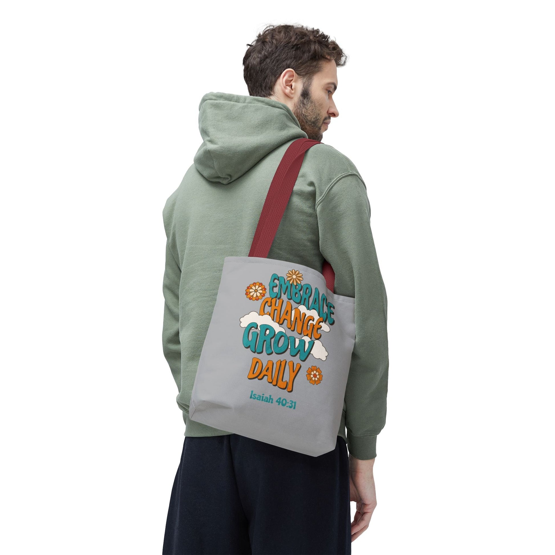 Inspirational Tote Bag, Motivational Bag, Embrace Change Gift, Daily Growth Tote, Christian Quotes Accessory | Bags – GodSpeed Threads