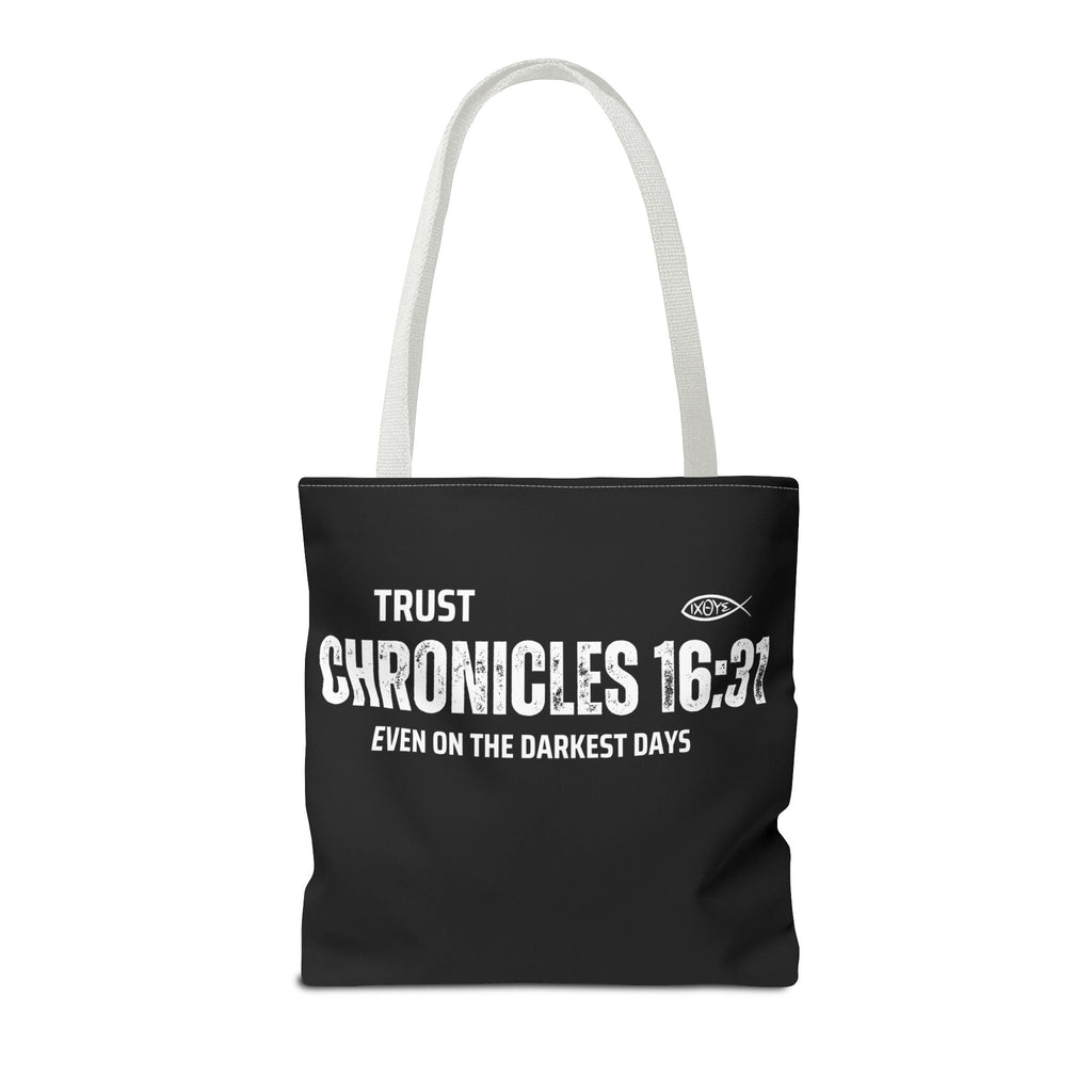 Inspirational Tote Bag - Trust Chronicles 16:31, Faith - themed Gift, Bible Verse Tote, Motivational Shopping Bag, Christian Message Accessory | Bags – GodSpeed Threads