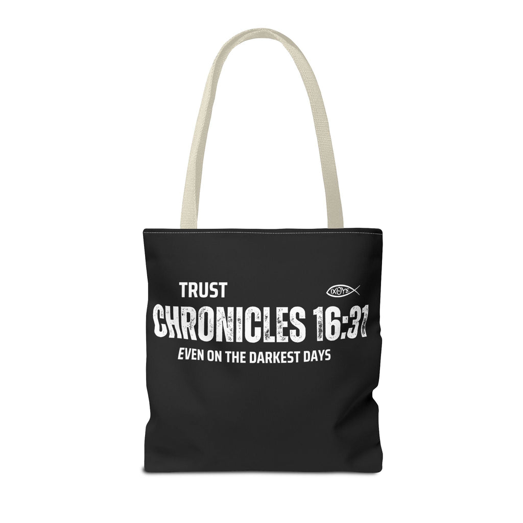 Inspirational Tote Bag - Trust Chronicles 16:31, Faith - themed Gift, Bible Verse Tote, Motivational Shopping Bag, Christian Message Accessory | Bags – GodSpeed Threads