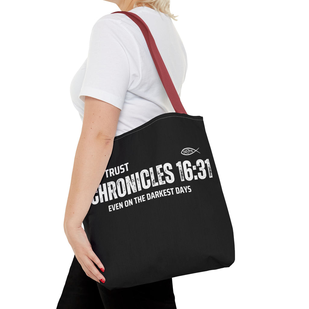 Inspirational Tote Bag - Trust Chronicles 16:31, Faith - themed Gift, Bible Verse Tote, Motivational Shopping Bag, Christian Message Accessory | Bags – GodSpeed Threads