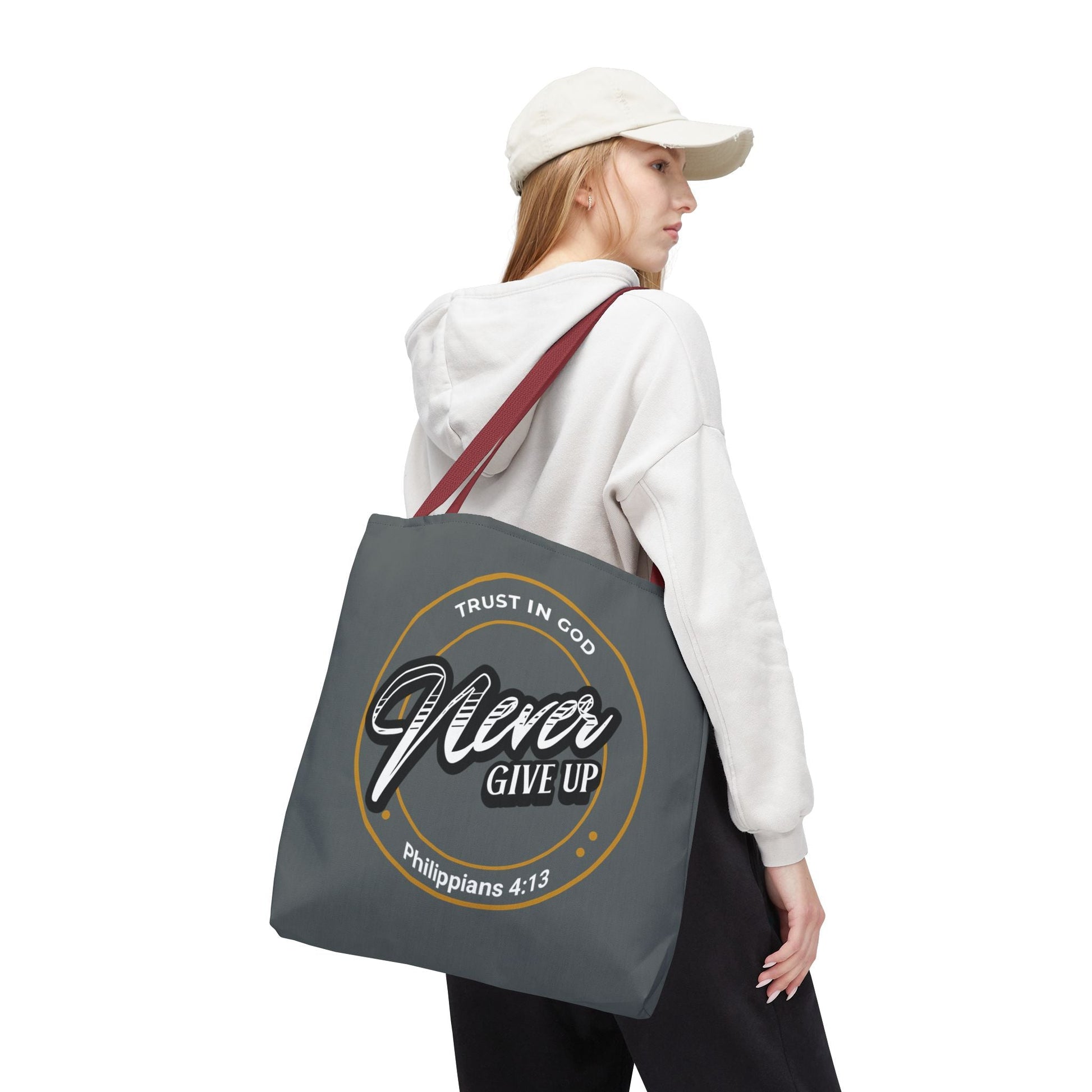 Inspirational Tote Bag, Trust in God, Never Give Up, Bible Verse Bag, Motivational Purse, Christian Gift, Philippians 4:13 | Bags – GodSpeed Threads