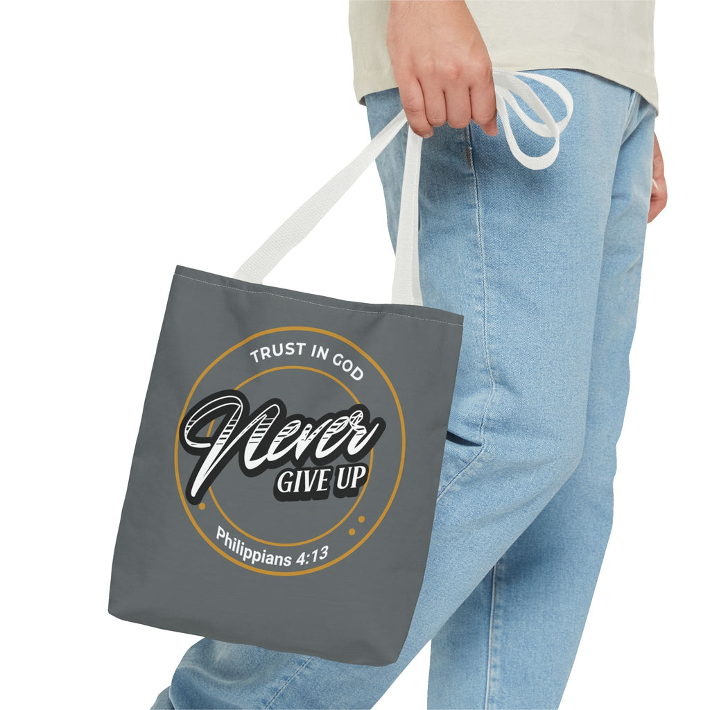 Inspirational Tote Bag, Trust in God, Never Give Up, Bible Verse Bag, Motivational Purse, Christian Gift, Philippians 4:13 | Bags – GodSpeed Threads