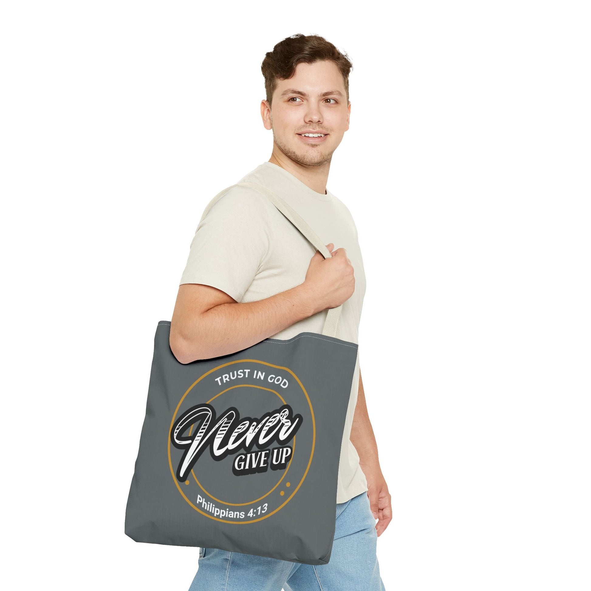Inspirational Tote Bag, Trust in God, Never Give Up, Bible Verse Bag, Motivational Purse, Christian Gift, Philippians 4:13 | Bags – GodSpeed Threads
