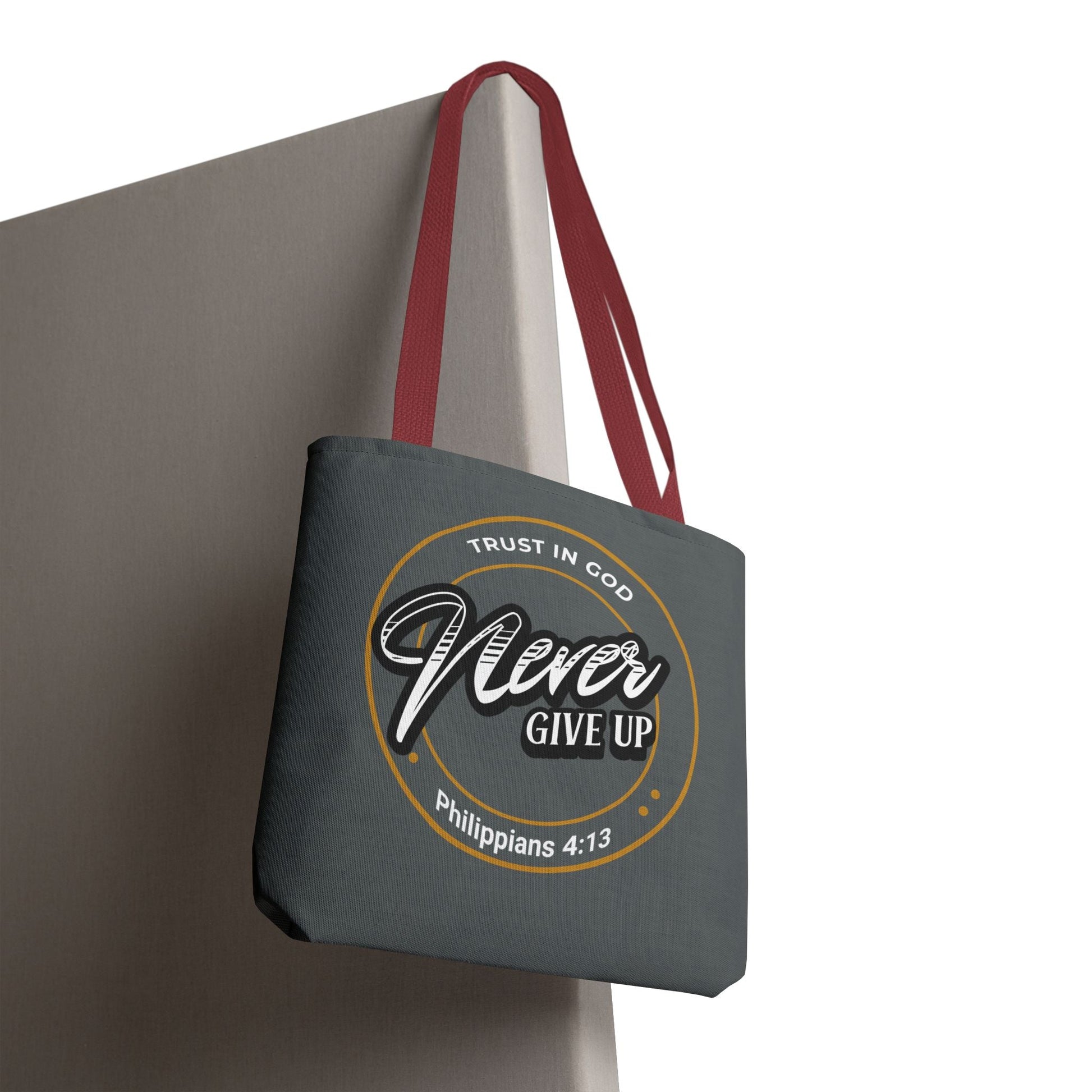 Inspirational Tote Bag, Trust in God, Never Give Up, Bible Verse Bag, Motivational Purse, Christian Gift, Philippians 4:13 | Bags – GodSpeed Threads