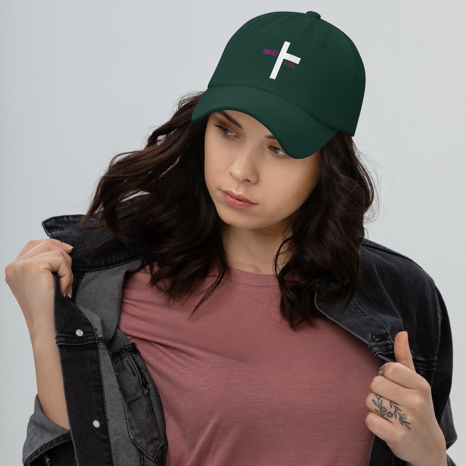 ✝️ Isaiah 30:21 “Christ is King” Dad Hat – Faith - Inspired Everyday Wear | Hats – GodSpeed Threads