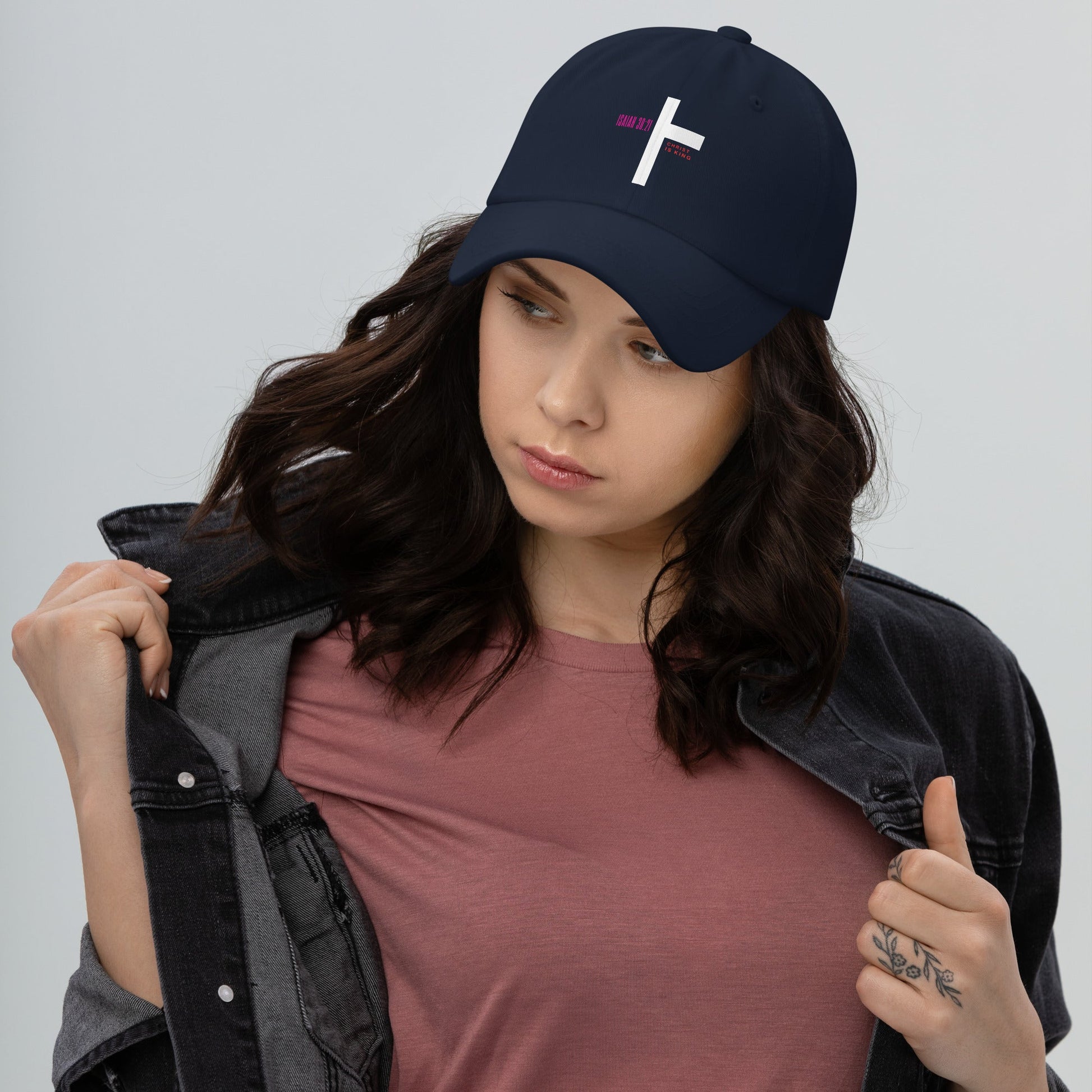 ✝️ Isaiah 30:21 “Christ is King” Dad Hat – Faith - Inspired Everyday Wear | Hats – GodSpeed Threads