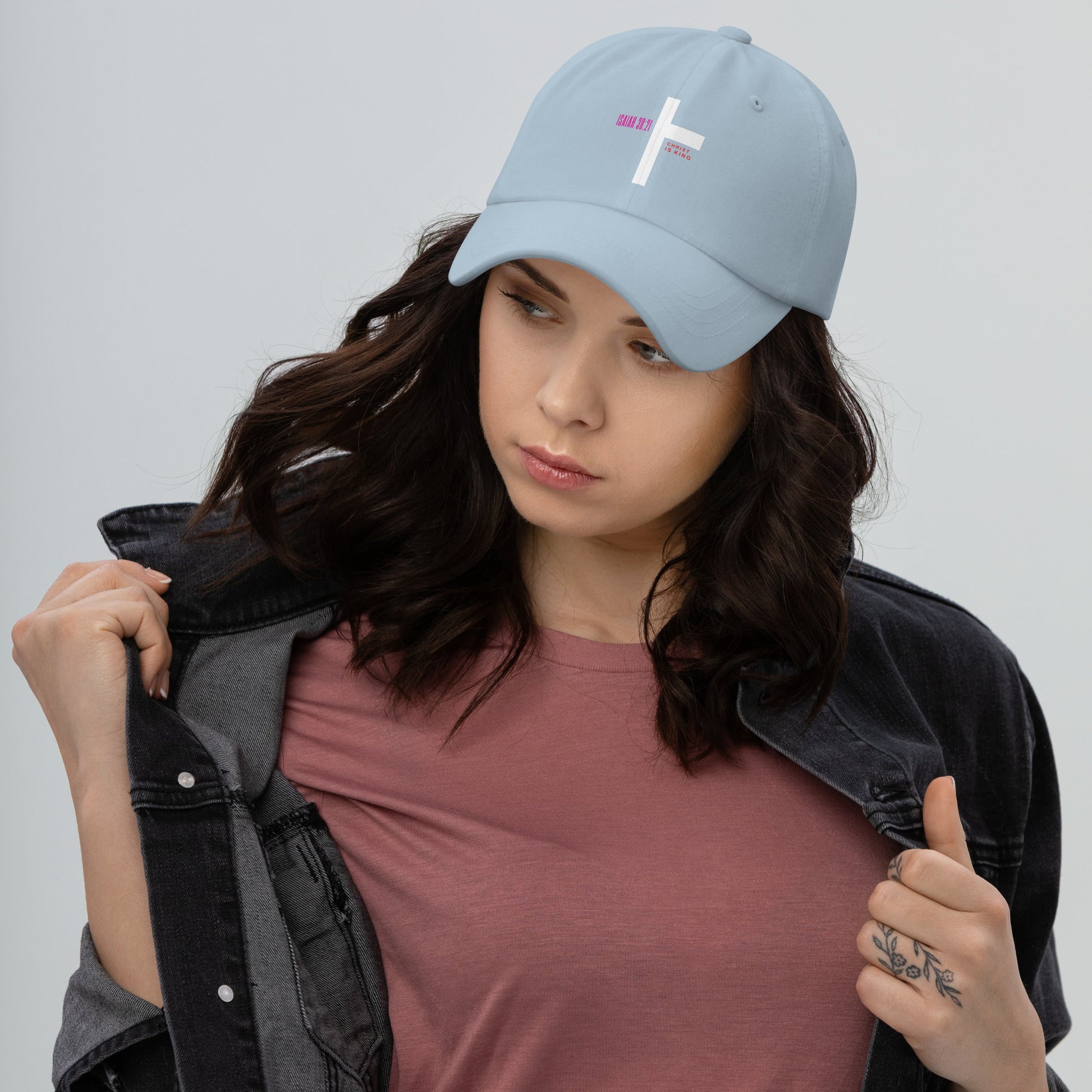 ✝️ Isaiah 30:21 “Christ is King” Dad Hat – Faith - Inspired Everyday Wear | Hats – GodSpeed Threads