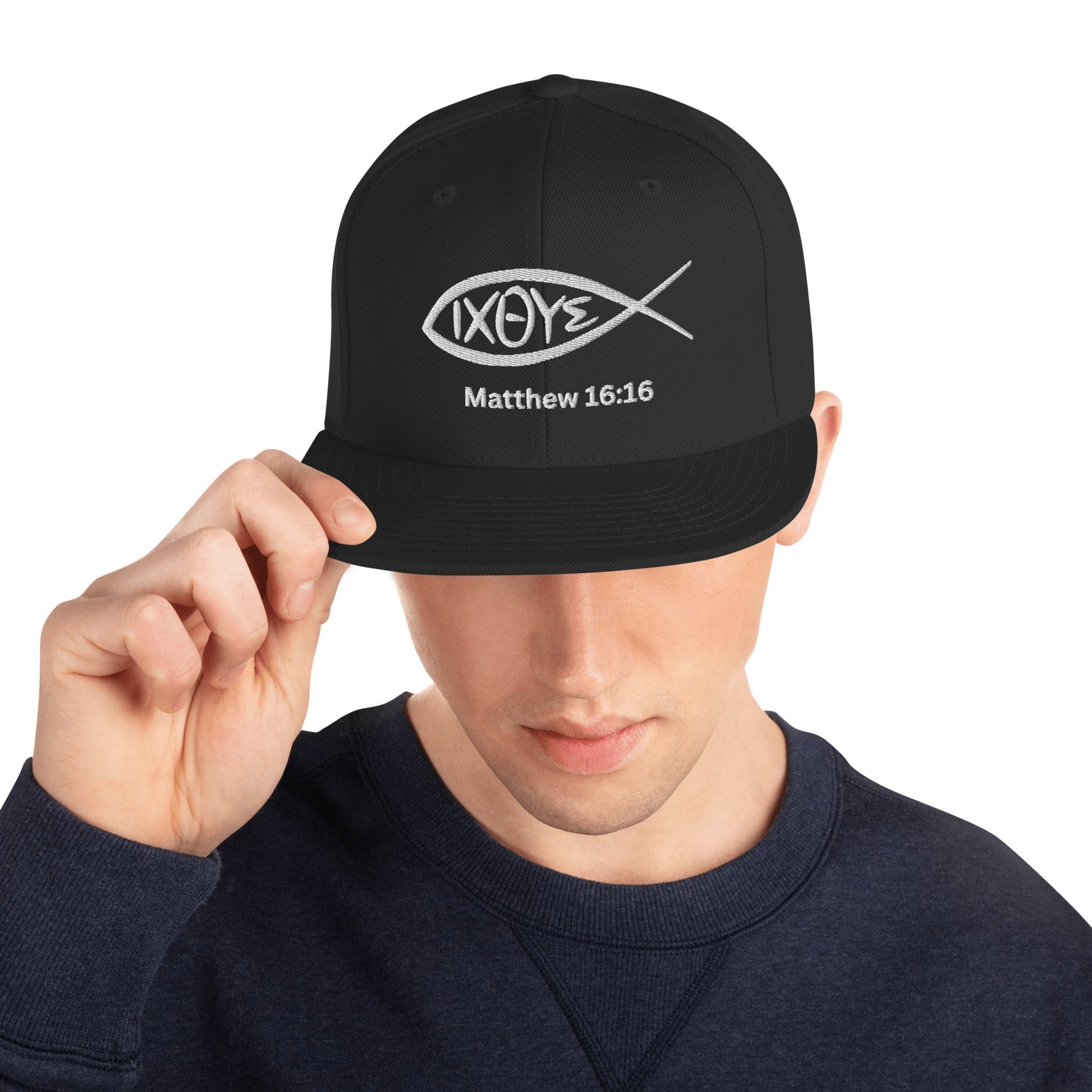⭐ IXOYE Embroidered Snapback Hat – Matthew 16:16 Faith Cap | Hats – GodSpeed Threads