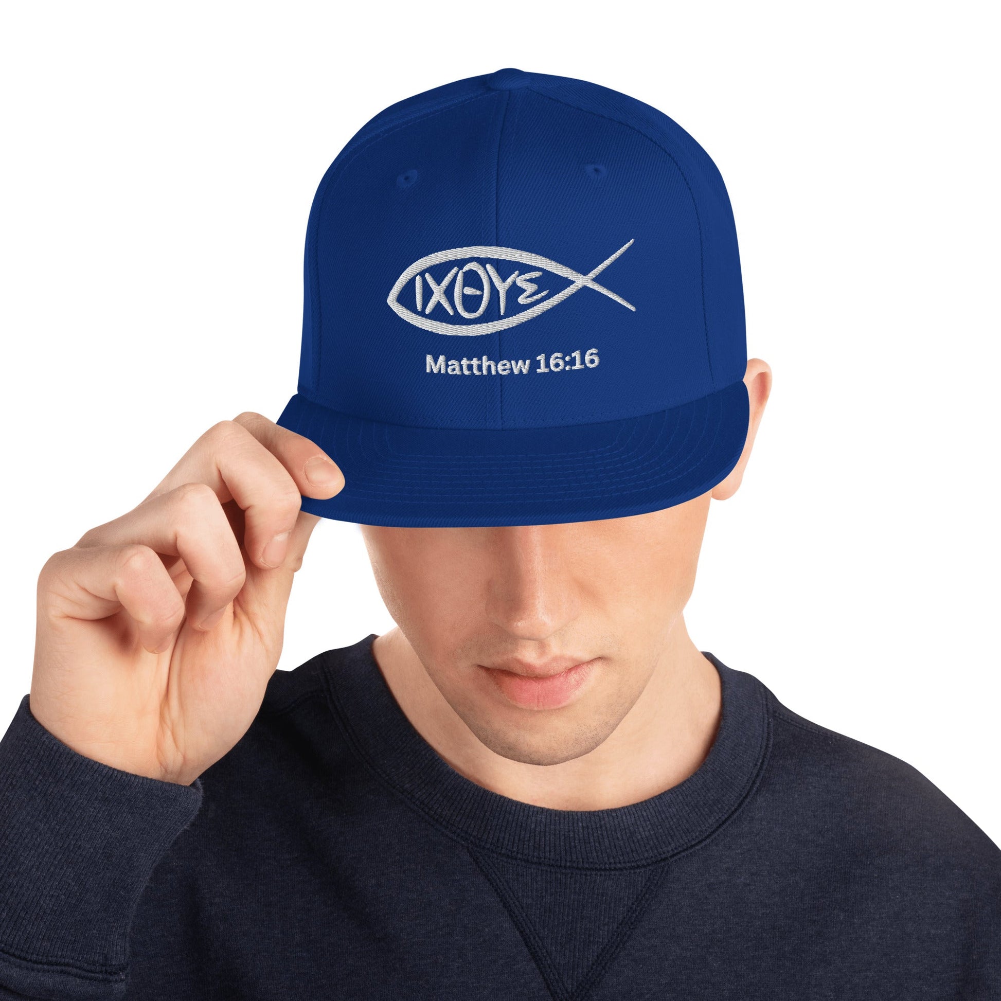 ⭐ IXOYE Embroidered Snapback Hat – Matthew 16:16 Faith Cap | Hats – GodSpeed Threads