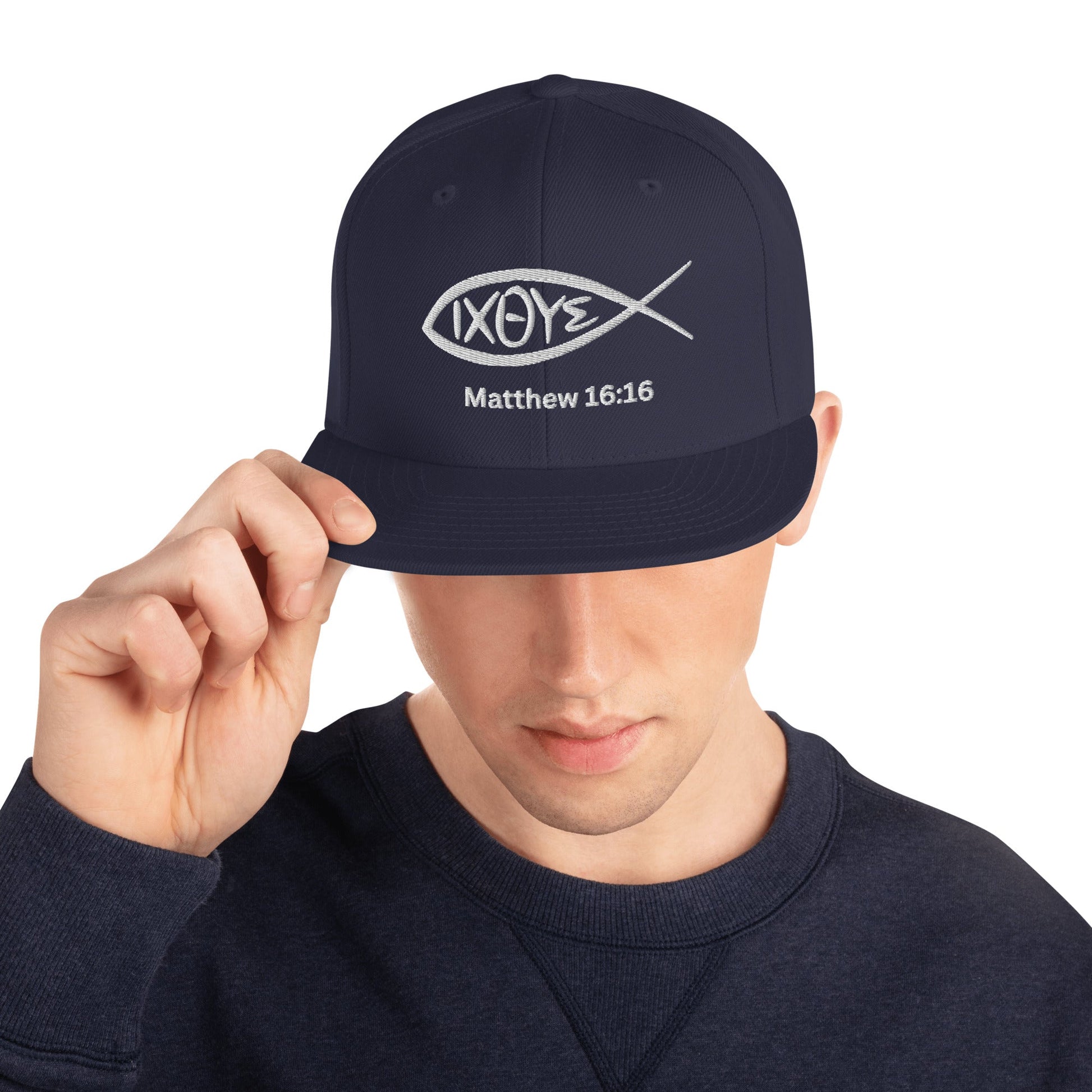 ⭐ IXOYE Embroidered Snapback Hat – Matthew 16:16 Faith Cap | Hats – GodSpeed Threads