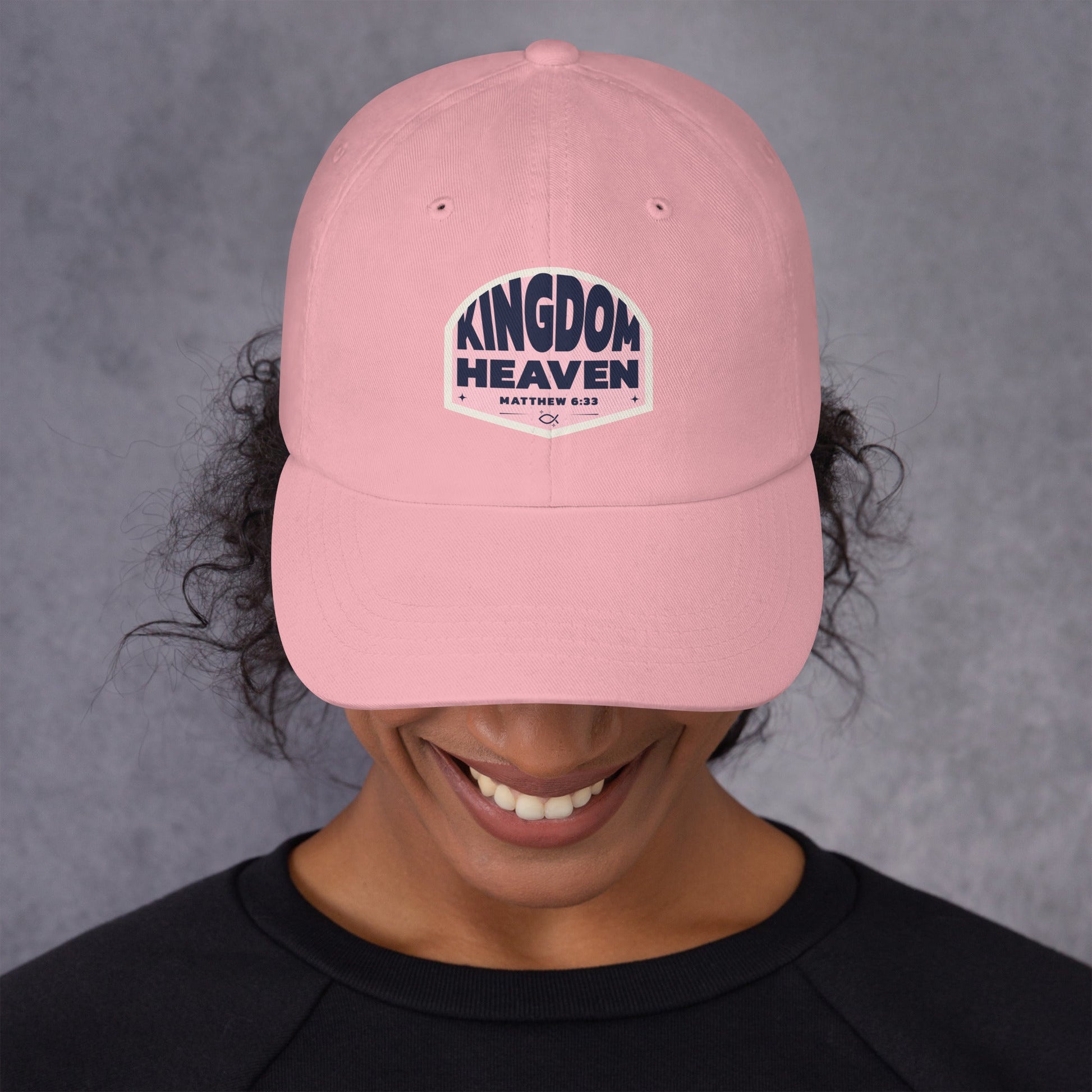 ⭐ Kingdom of Heaven Dad Hat in Pink – Matthew 6:33 | Hats – GodSpeed Threads