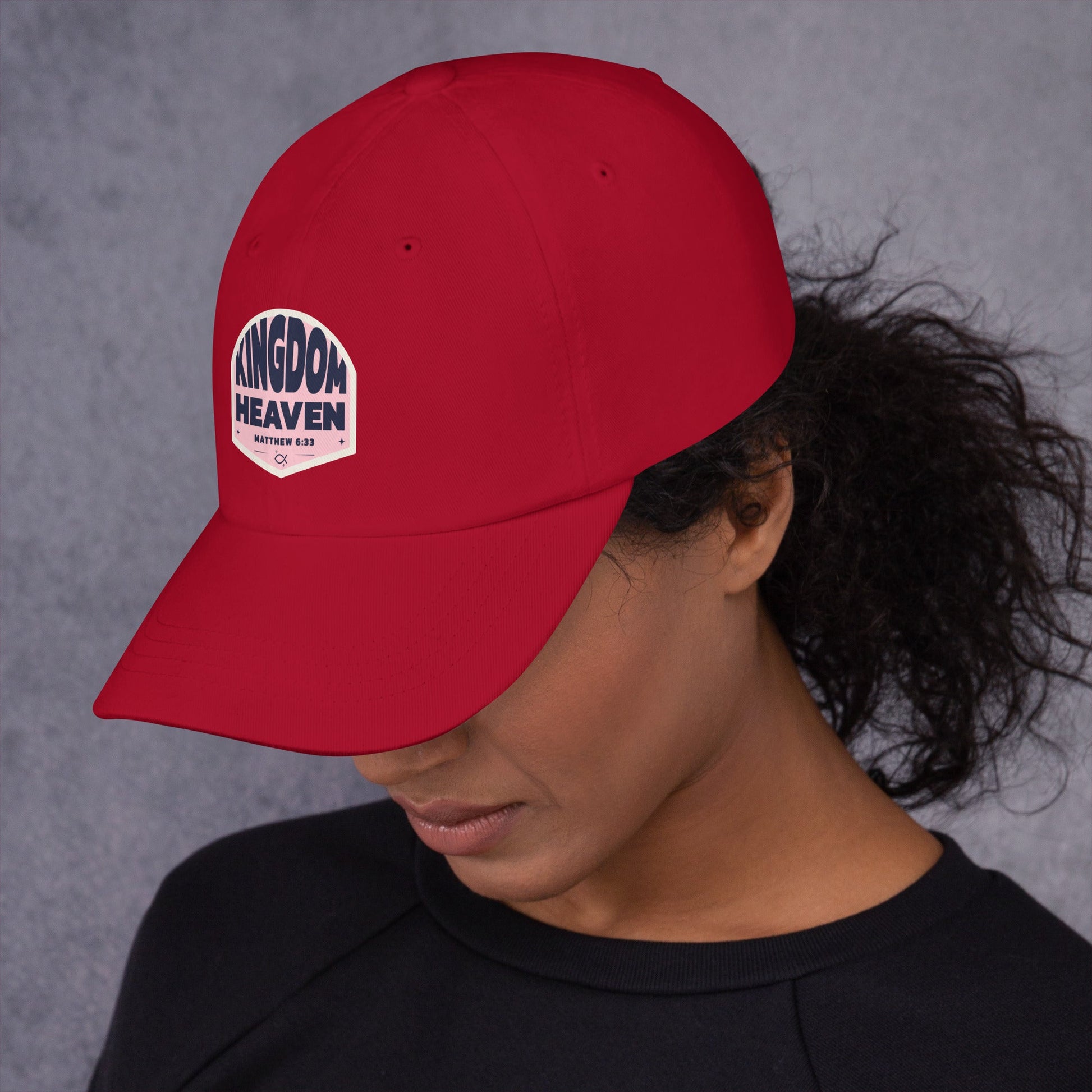 ⭐ Kingdom of Heaven Dad Hat in Pink – Matthew 6:33 | Hats – GodSpeed Threads