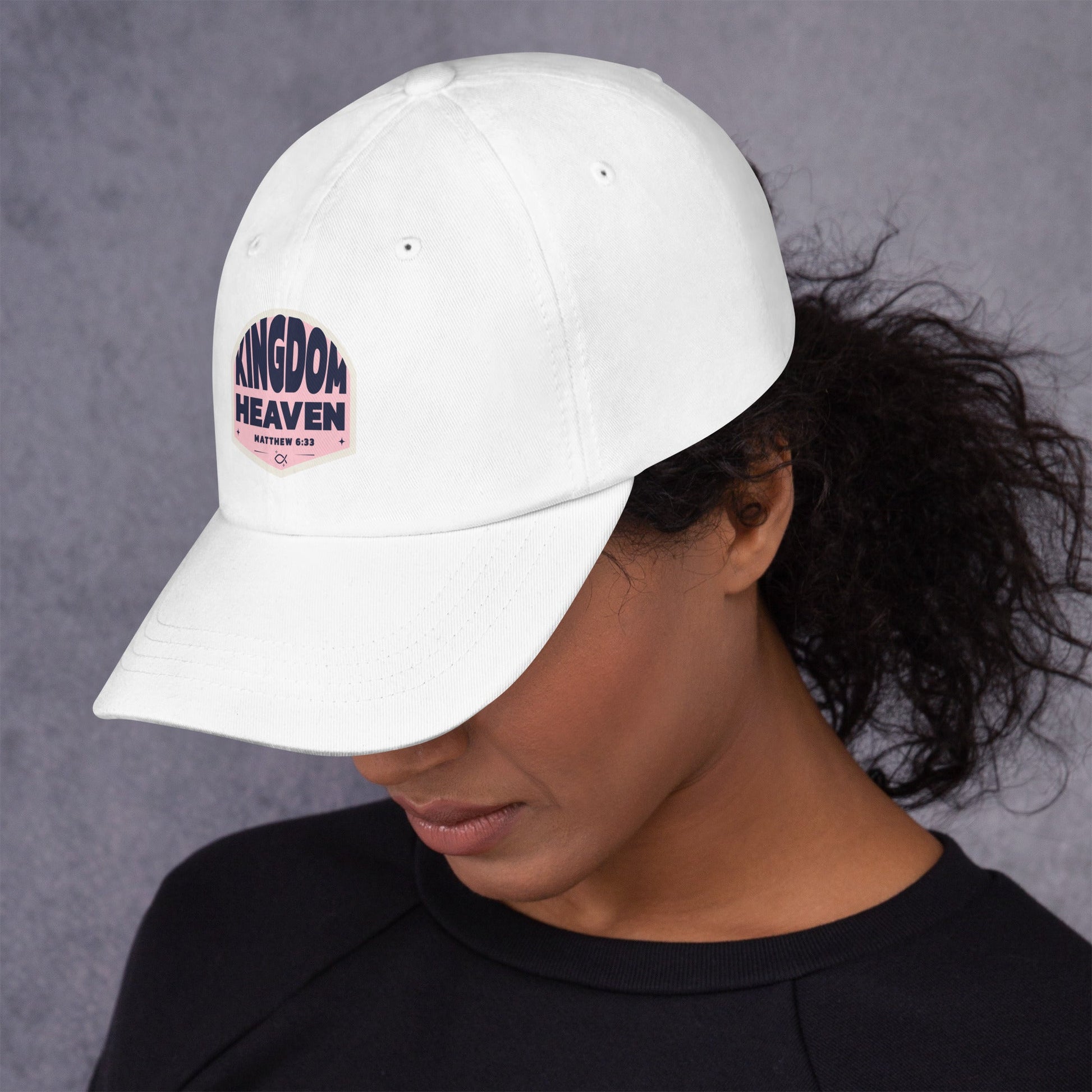 ⭐ Kingdom of Heaven Dad Hat in Pink – Matthew 6:33 | Hats – GodSpeed Threads