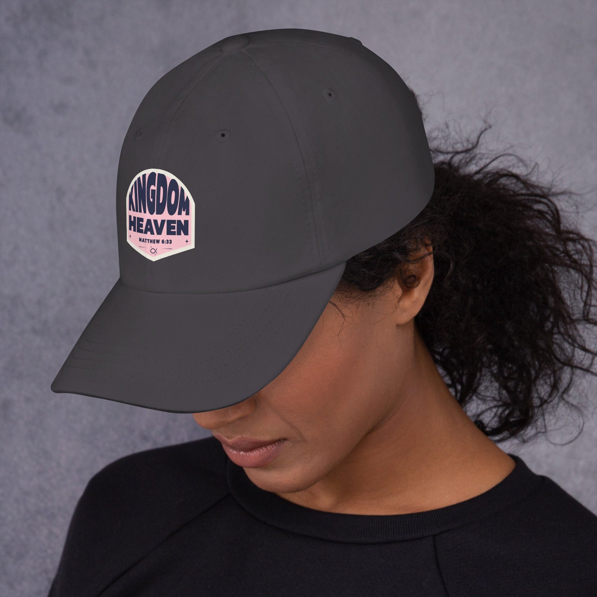 ⭐ Kingdom of Heaven Dad Hat in Pink – Matthew 6:33 | Hats – GodSpeed Threads
