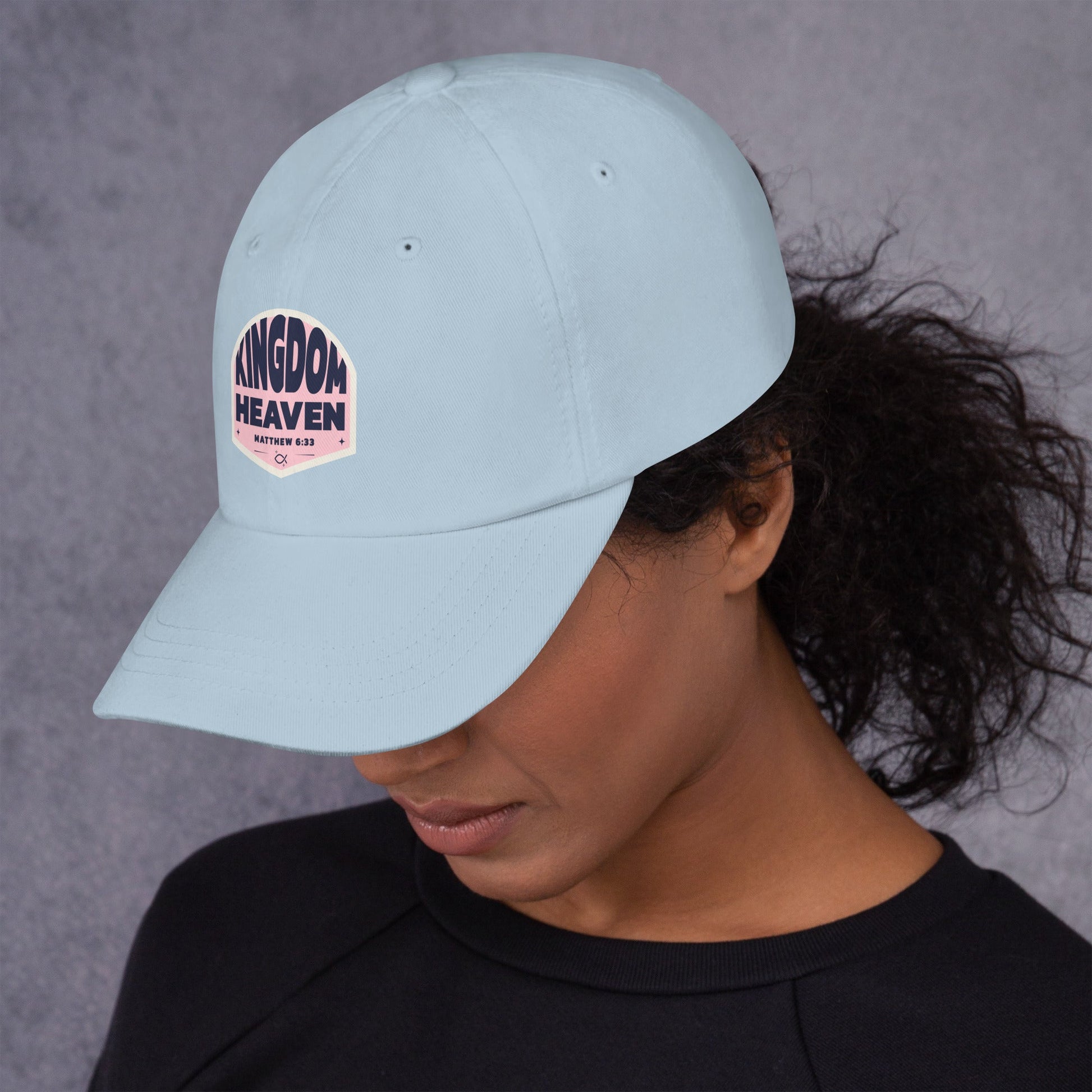 ⭐ Kingdom of Heaven Dad Hat in Pink – Matthew 6:33 | Hats – GodSpeed Threads