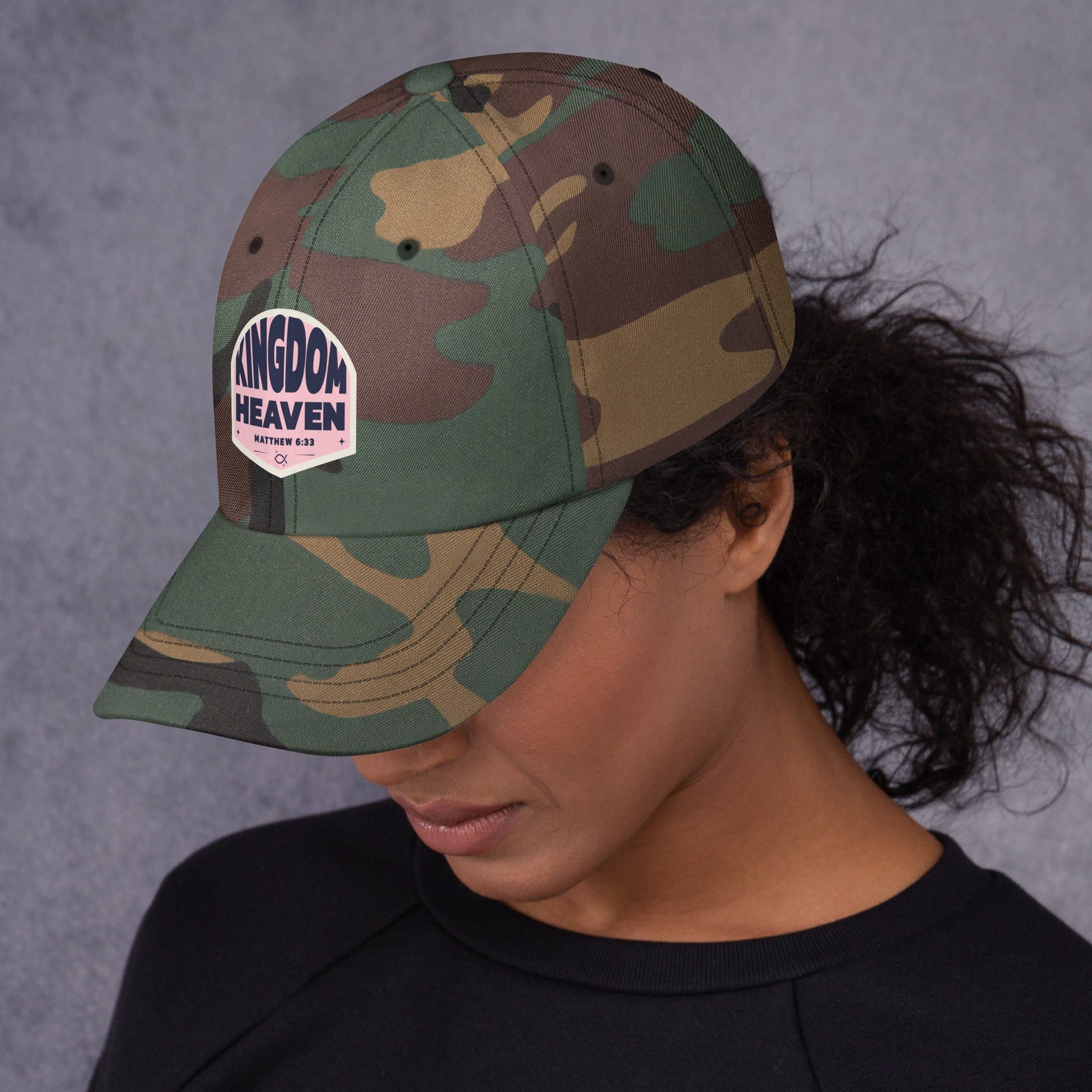 ⭐ Kingdom of Heaven Dad Hat in Pink – Matthew 6:33 | Hats – GodSpeed Threads