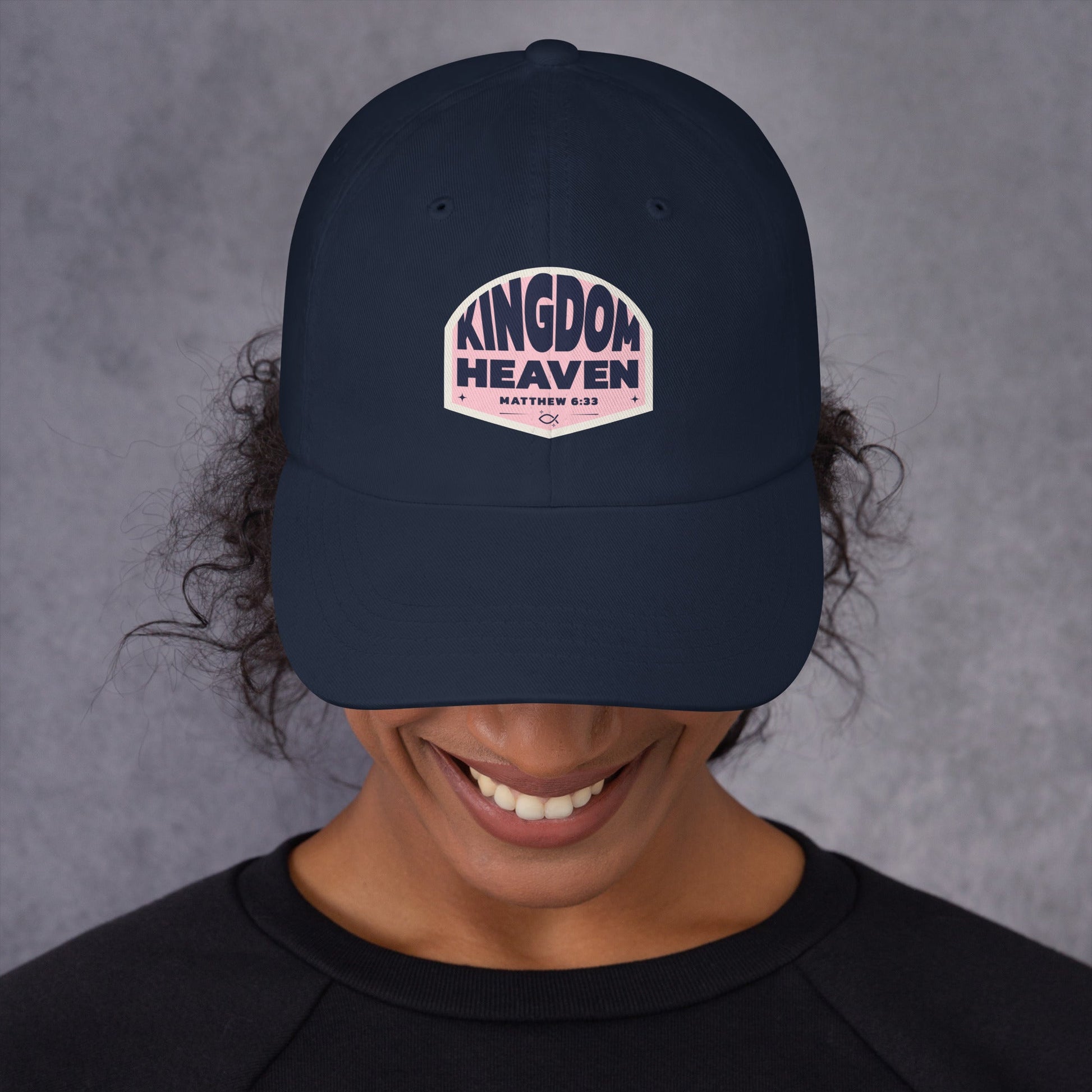 ⭐ Kingdom of Heaven Dad Hat in Pink – Matthew 6:33 | Hats – GodSpeed Threads