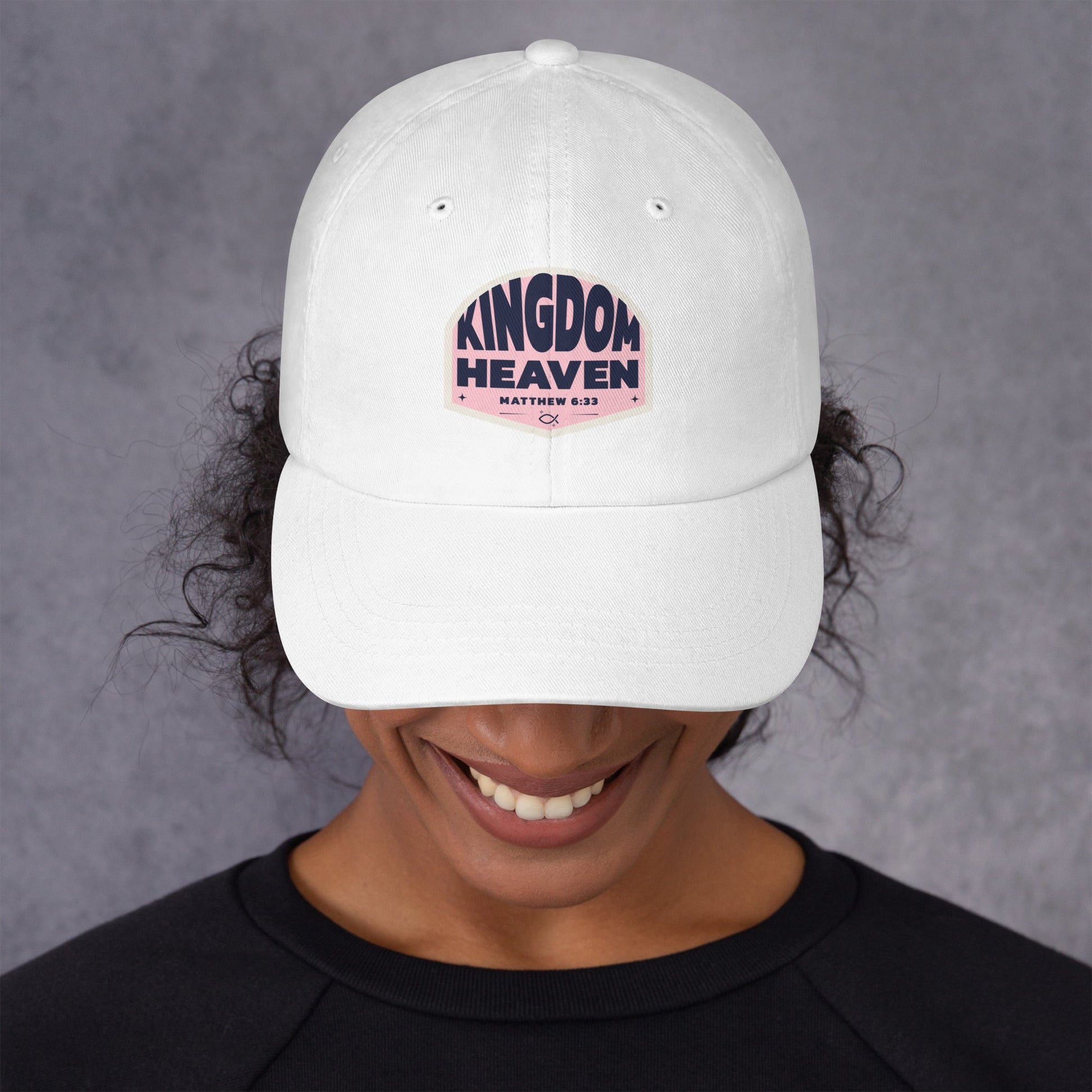 ⭐ Kingdom of Heaven Dad Hat in Pink – Matthew 6:33 | Hats – GodSpeed Threads